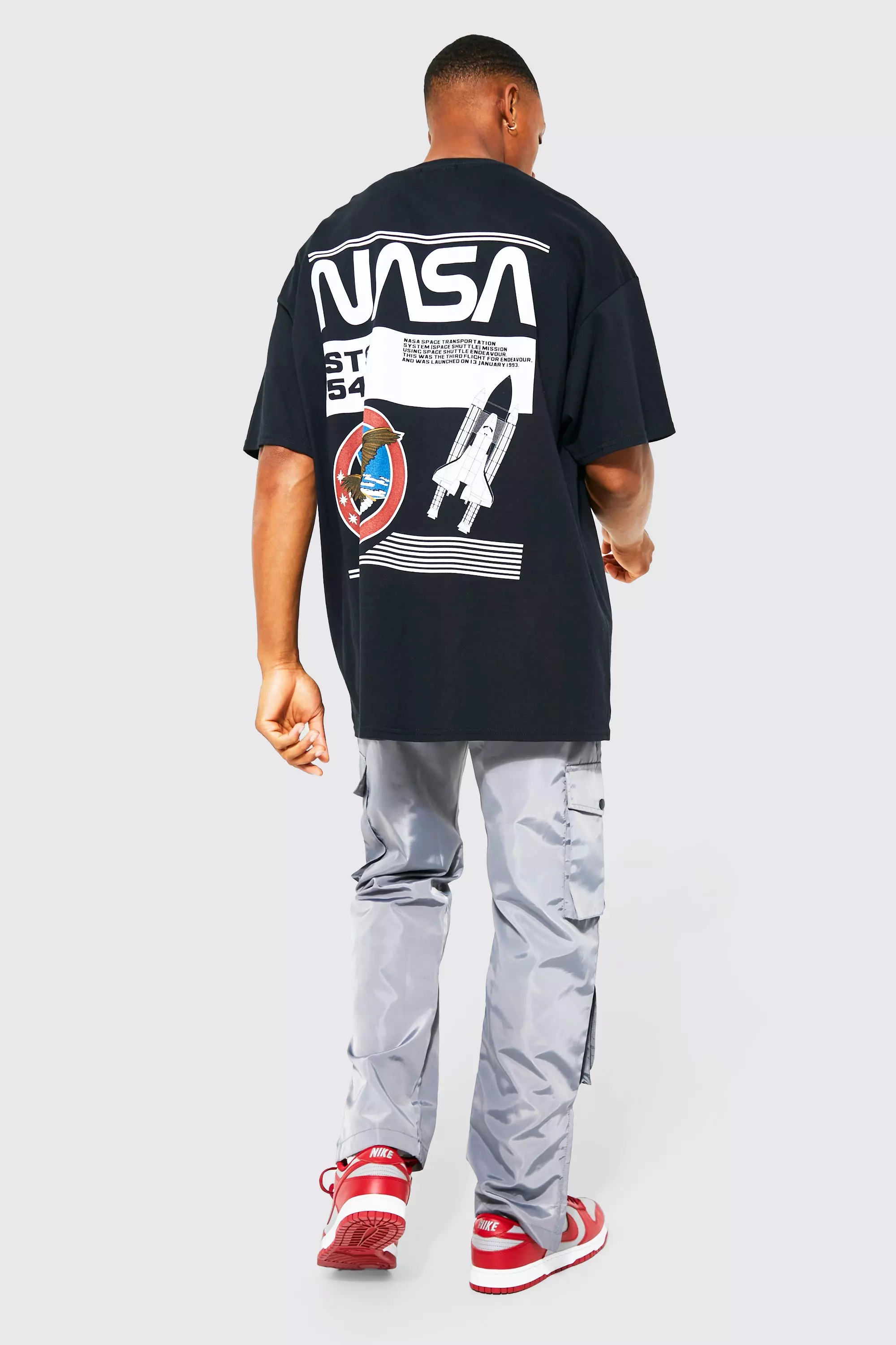Oversized Nasa Rocket Back License T shirt boohooMAN USA