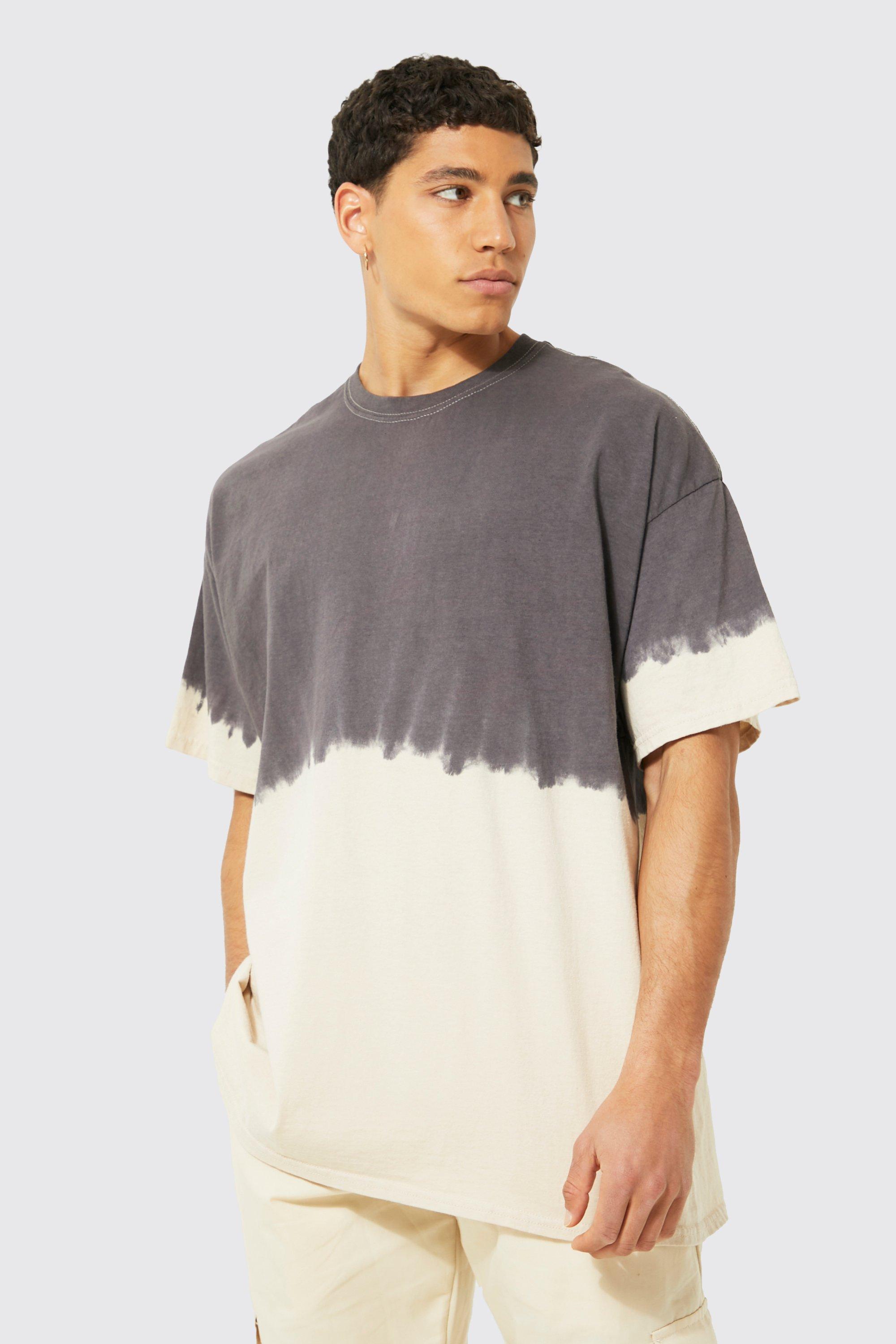 boohoo Mens Oversized Bleach Tie Dye Graphic T-Shirt - Grey