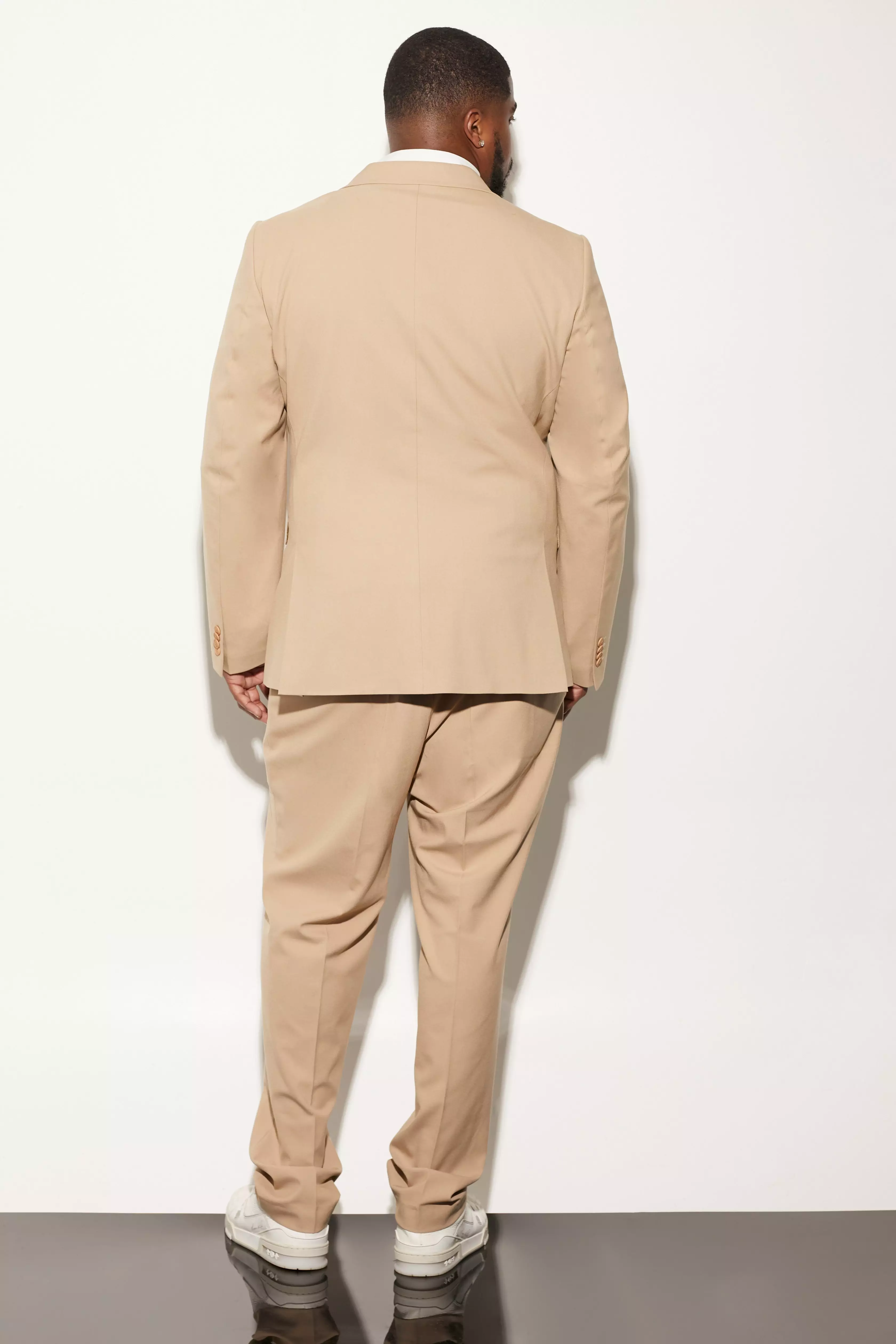 Beige Plus Single Breasted Slim Suit Jacket alternative image