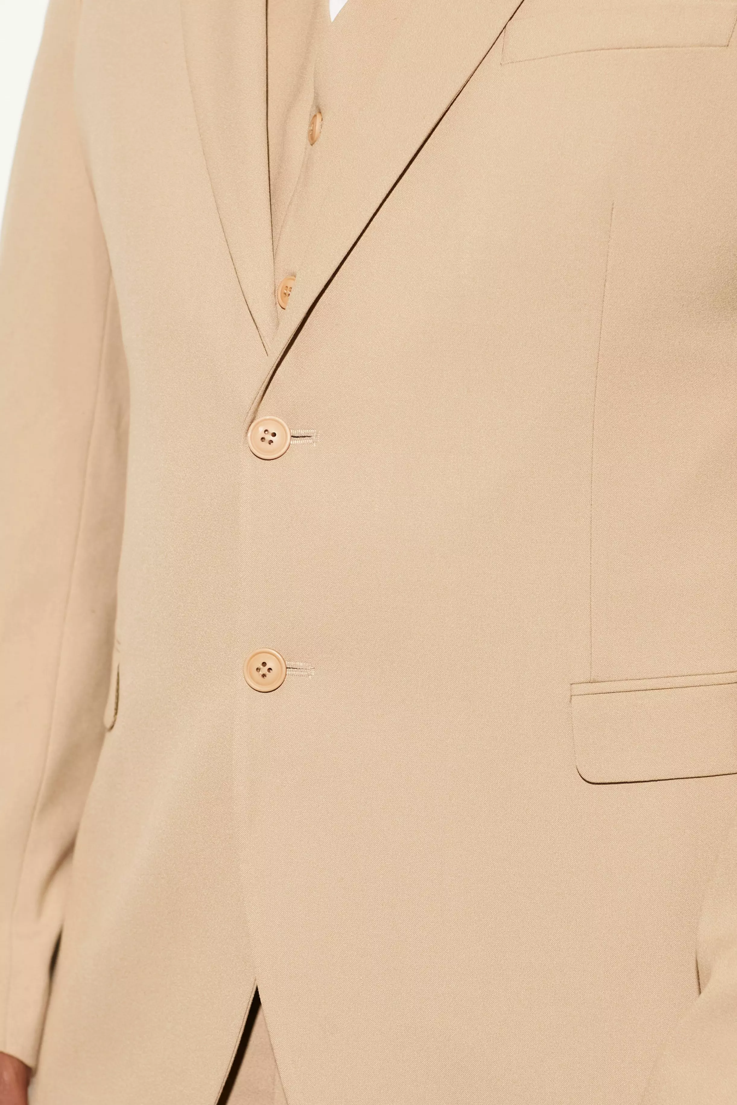 Beige Plus Single Breasted Slim Suit Jacket alternative image