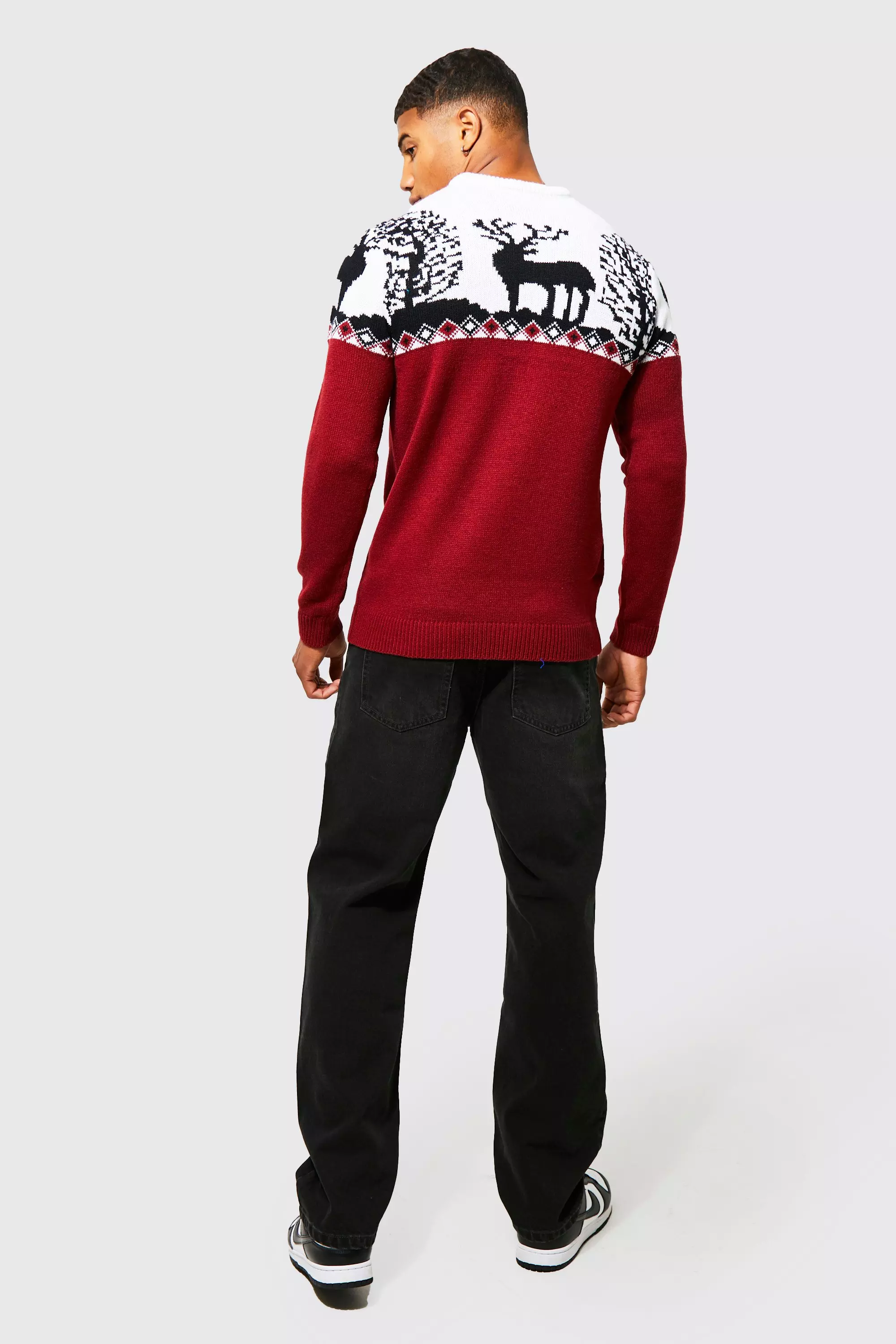 Burgundy Fairisle Knitted Christmas Jumper alternative image