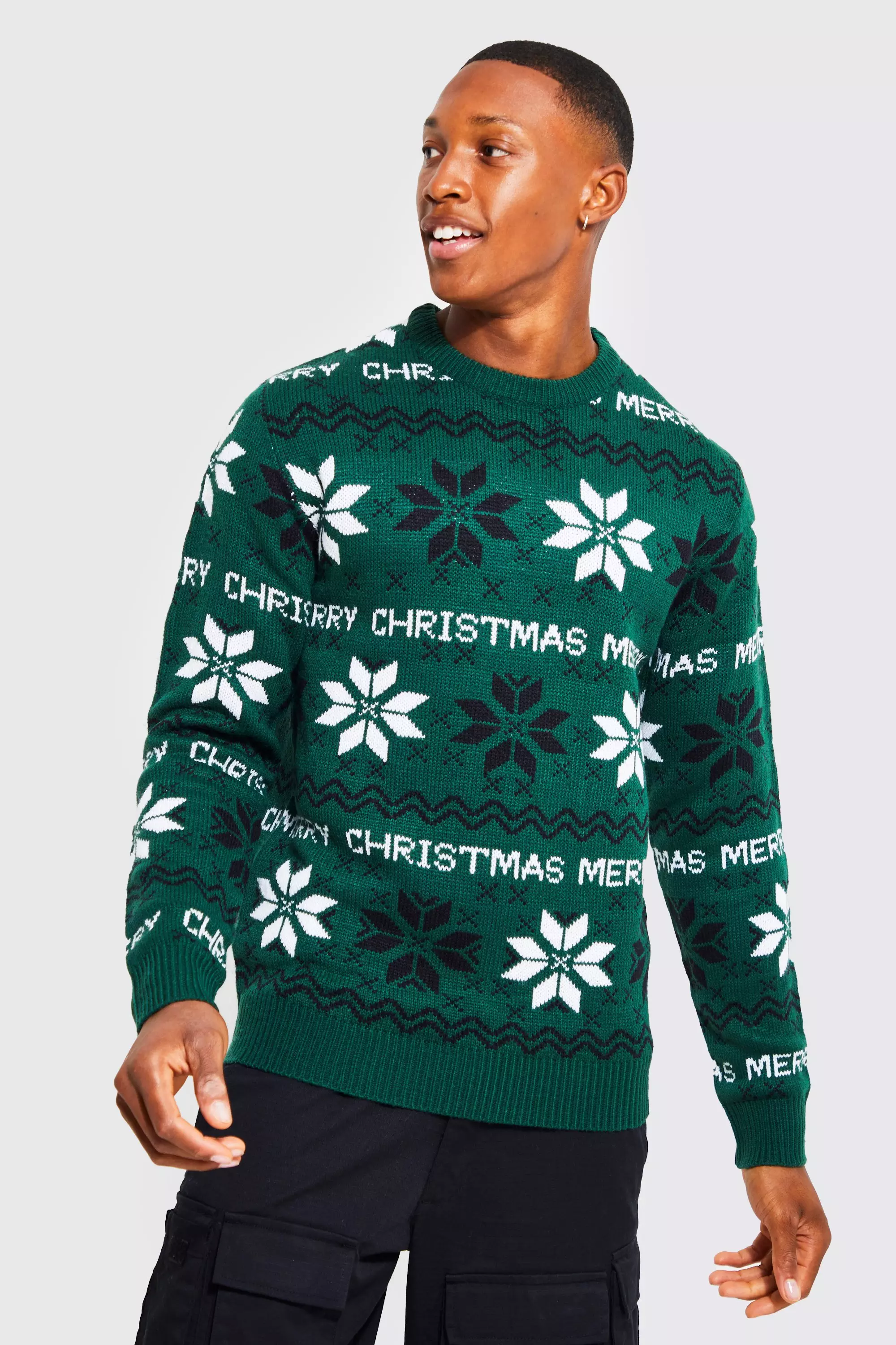 Forest Green Merry Christmas Fairisle Sweater