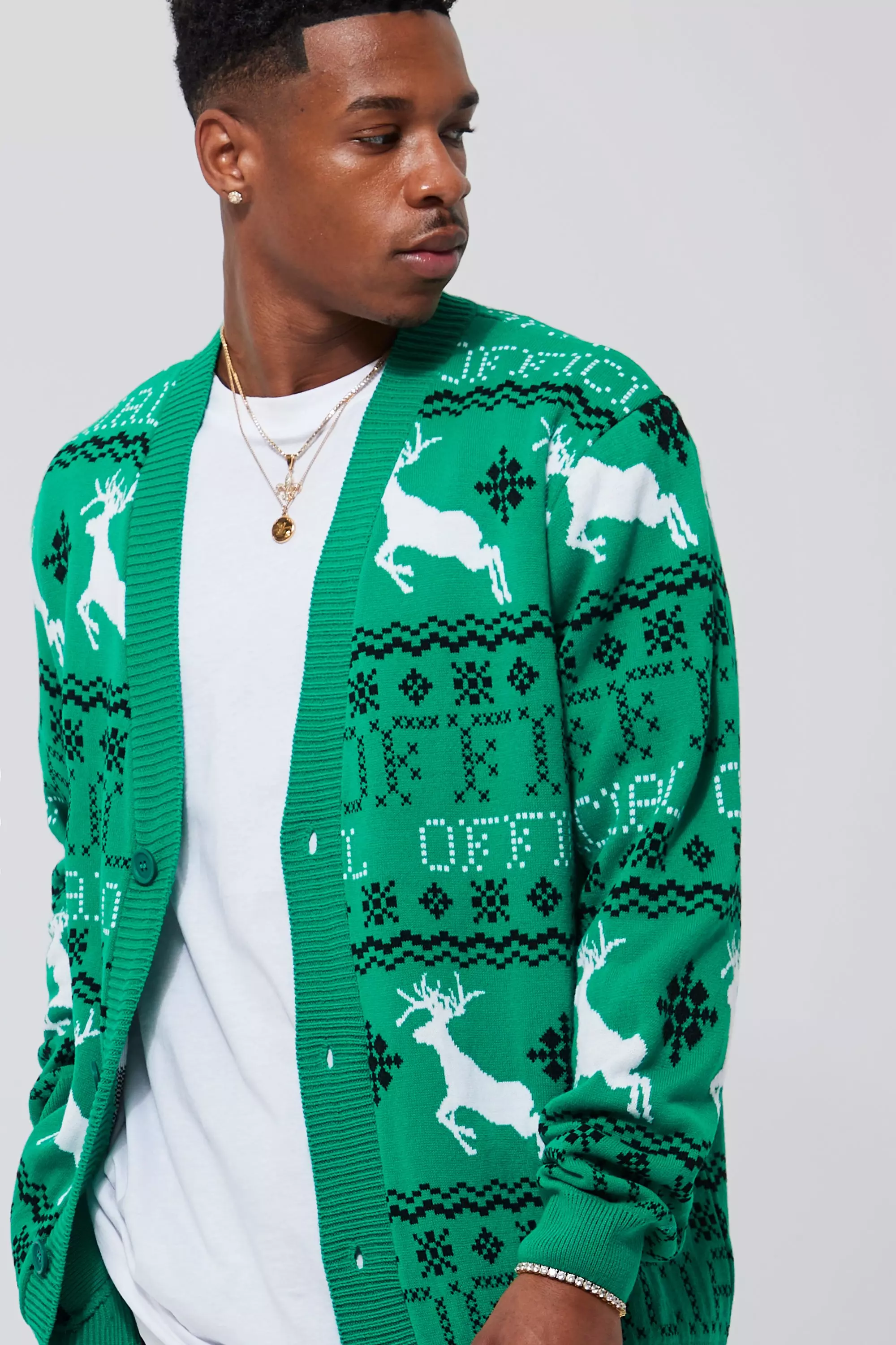 Forest Reindeer Fairisle Christmas Cardigan alternative image