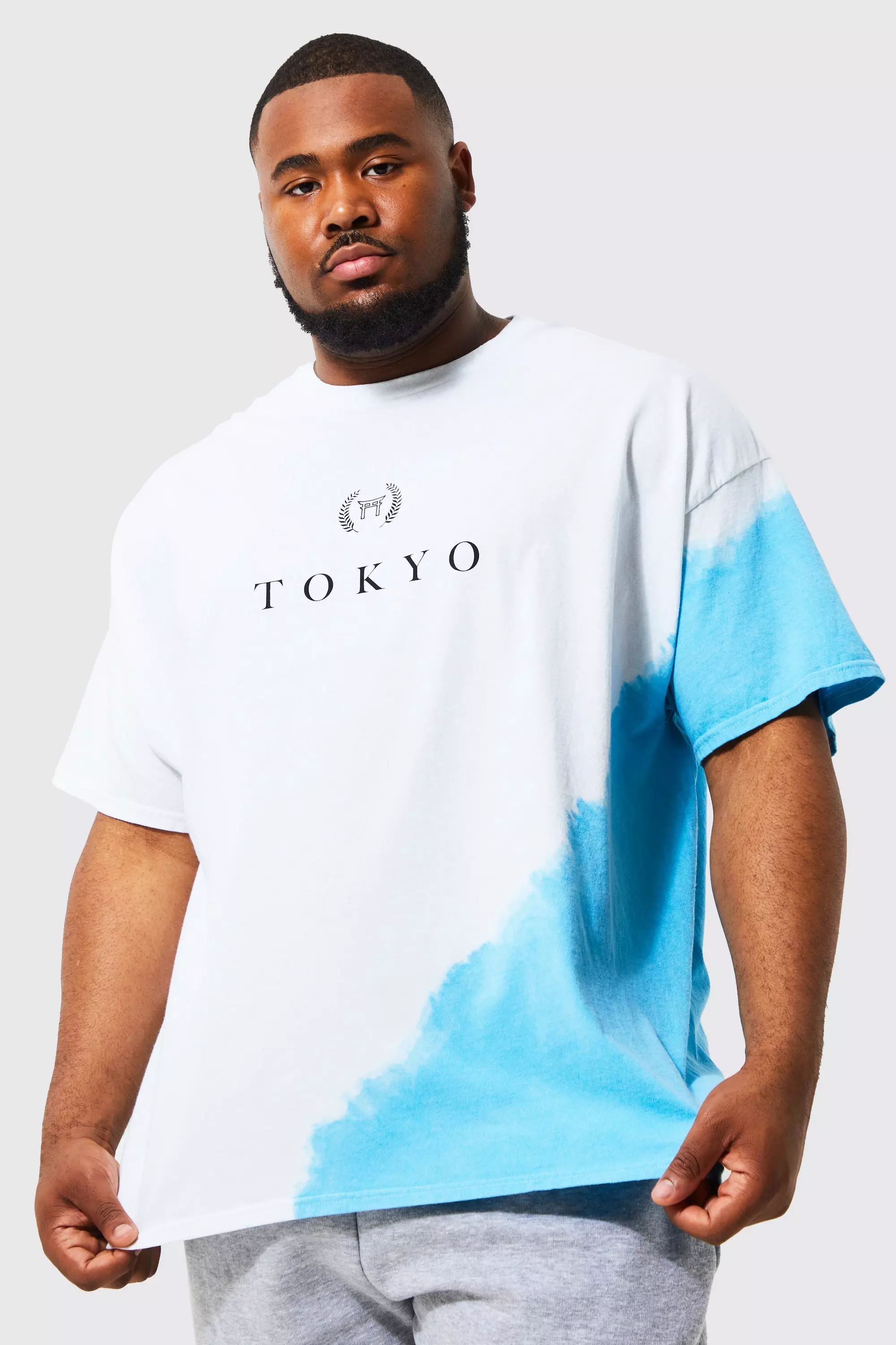 Plus Tie Dye Tokyo City Print T-shirt White
