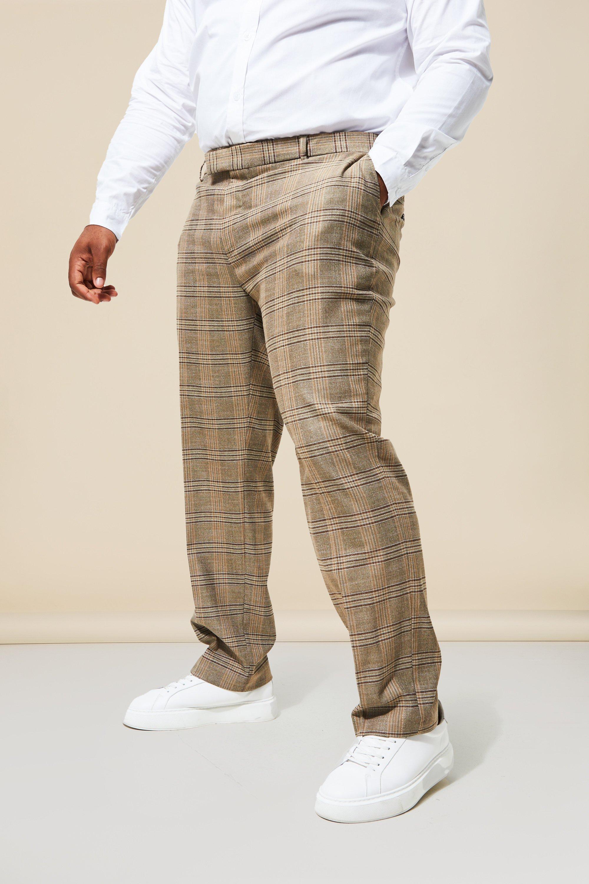 Plus Slim Check Suit Trouser | boohooMAN UK