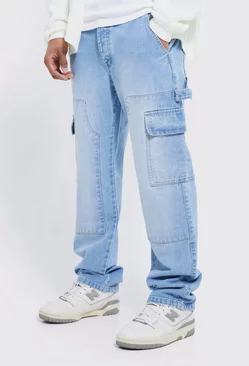 Blue Relaxed Fit Carpenter Cargo Jeans