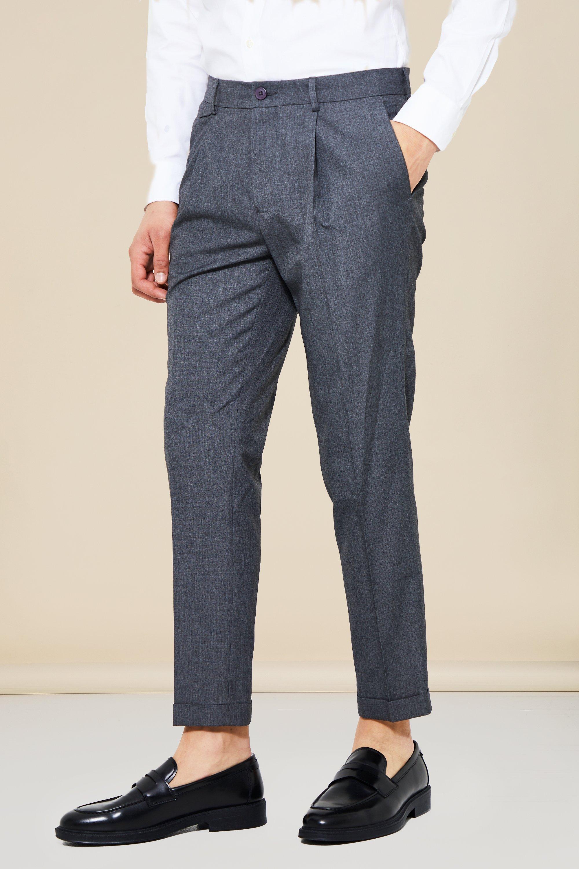 Mid waist turn-up hem trousers- Khumanthem Atelier