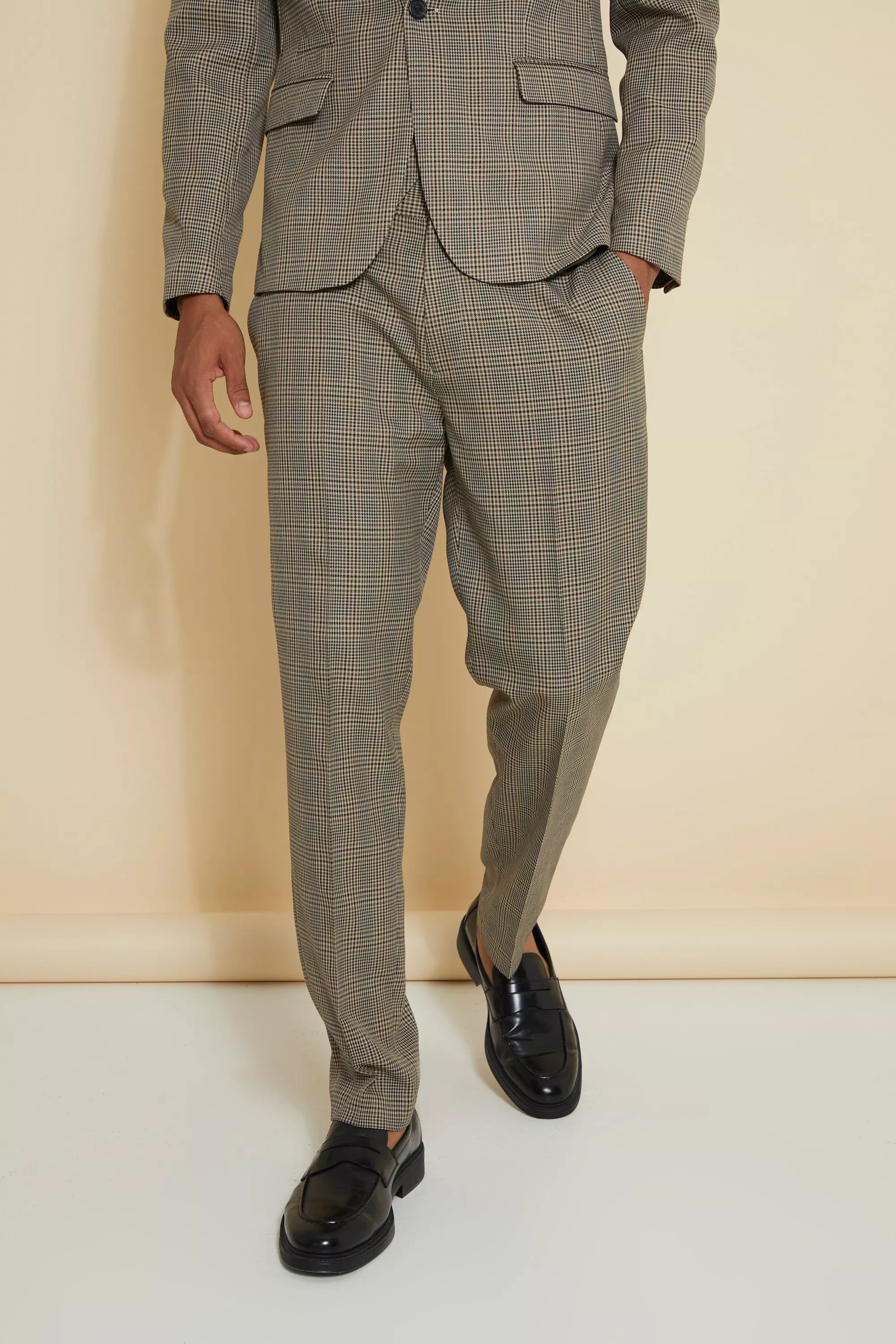 Pantalon de cosutme slim à carreaux, Brown autre image