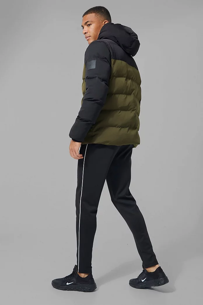 Man Active Colour Block Puffer Jacket | boohooMAN USA Man Active Colour Block Puffer Jacket | boohooMAN USA