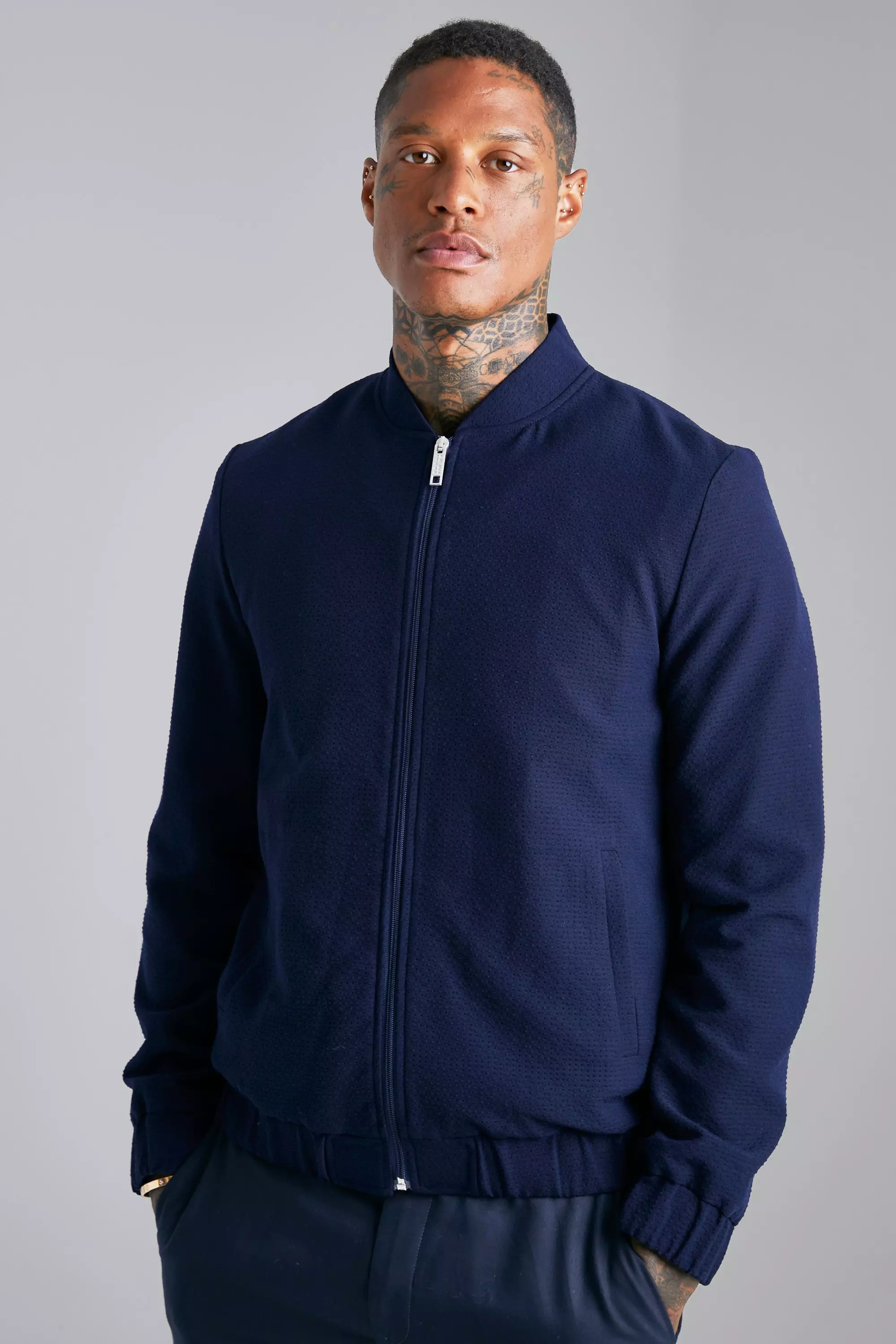 Smart Seersucker Jacket and Shorts and Trouser Set boohooMAN UK