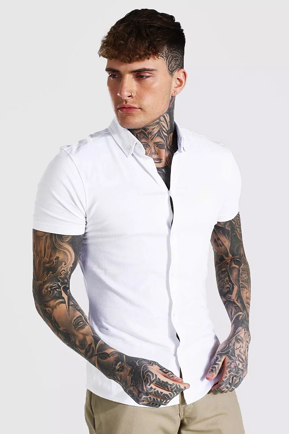 Short Sleeve Stretch Fit Jersey Shirt White