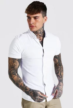 Muscle Fit Short Sleeve Jersey Shirt White