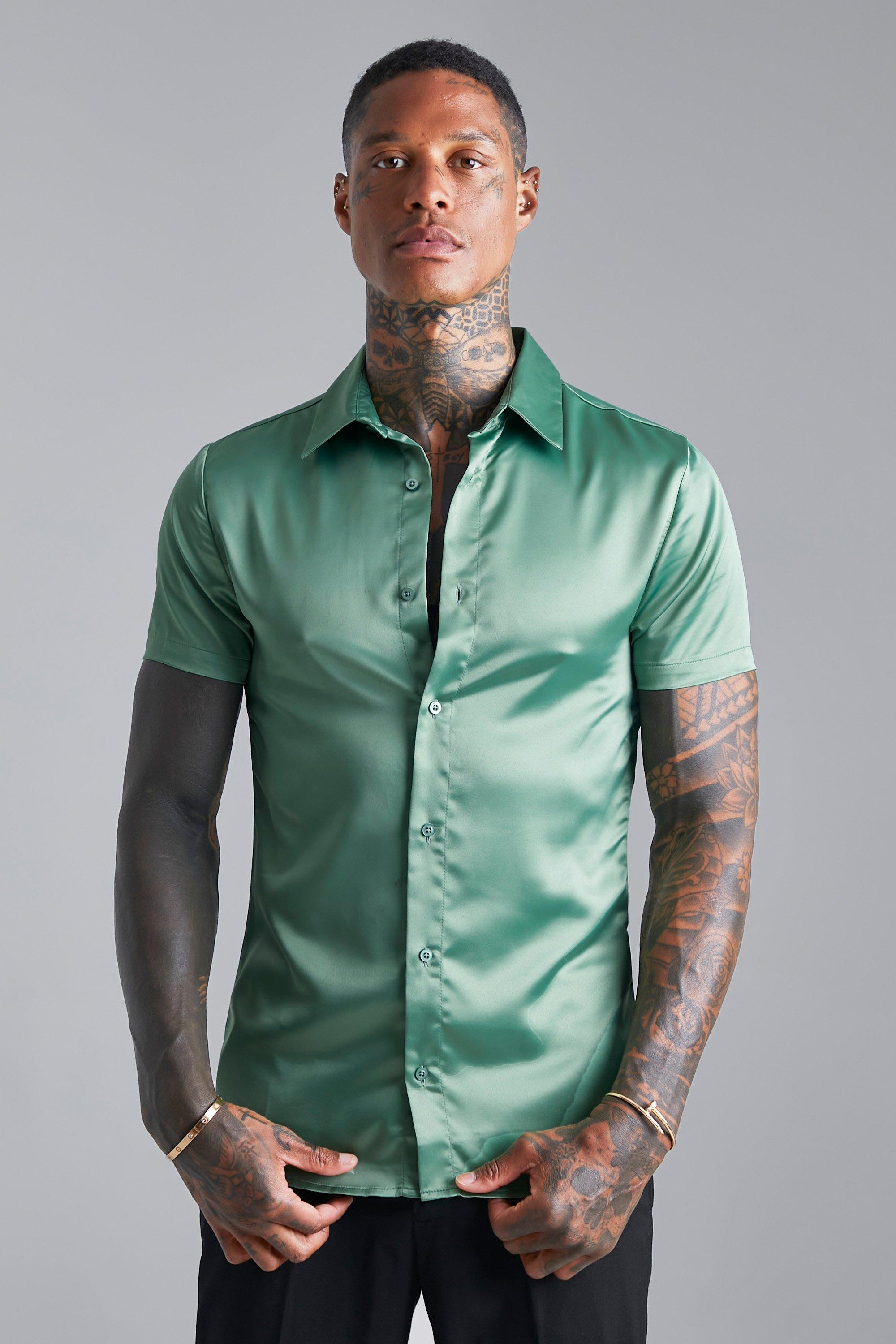 Men's Satin Fitted Shirts | Silk Shirts | boohooMAN USA