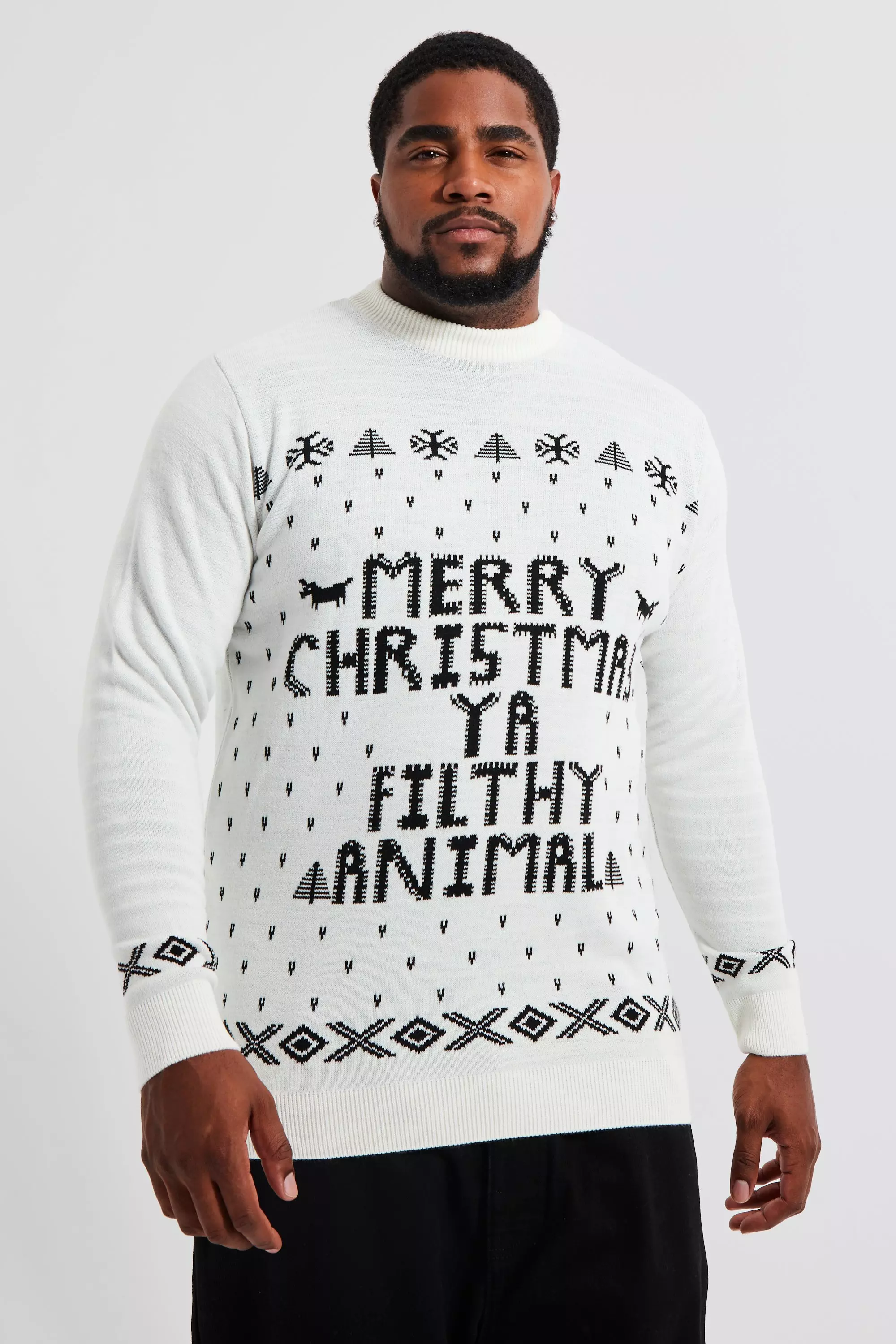 Plus Ya Filthy Animal Christmas Sweater Ecru