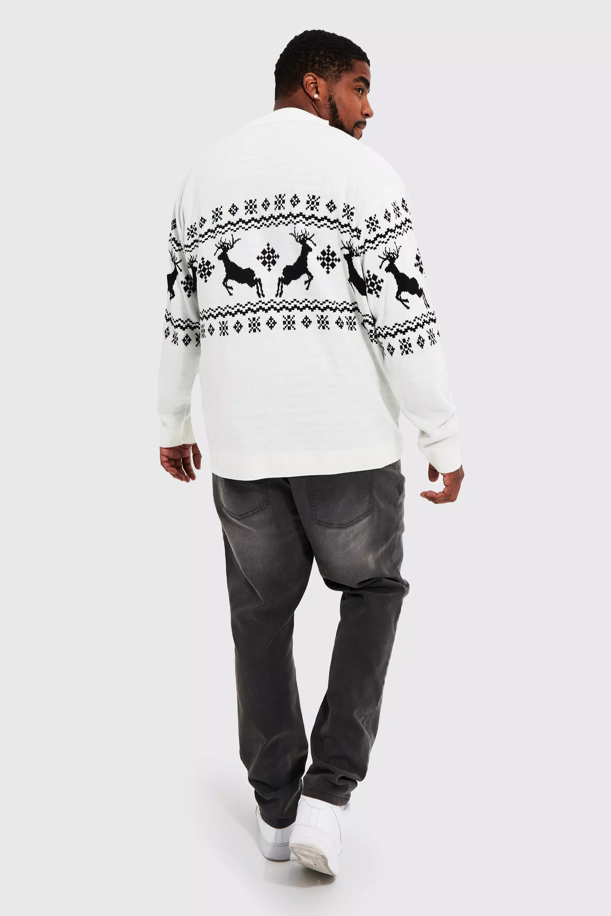 Ecru Plus Reindeer Fairisle Christmas Cardigan alternative image