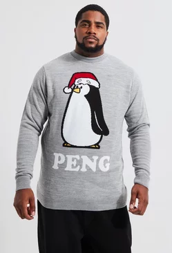 Plus Peng Novelty Christmas Sweater Grey marl