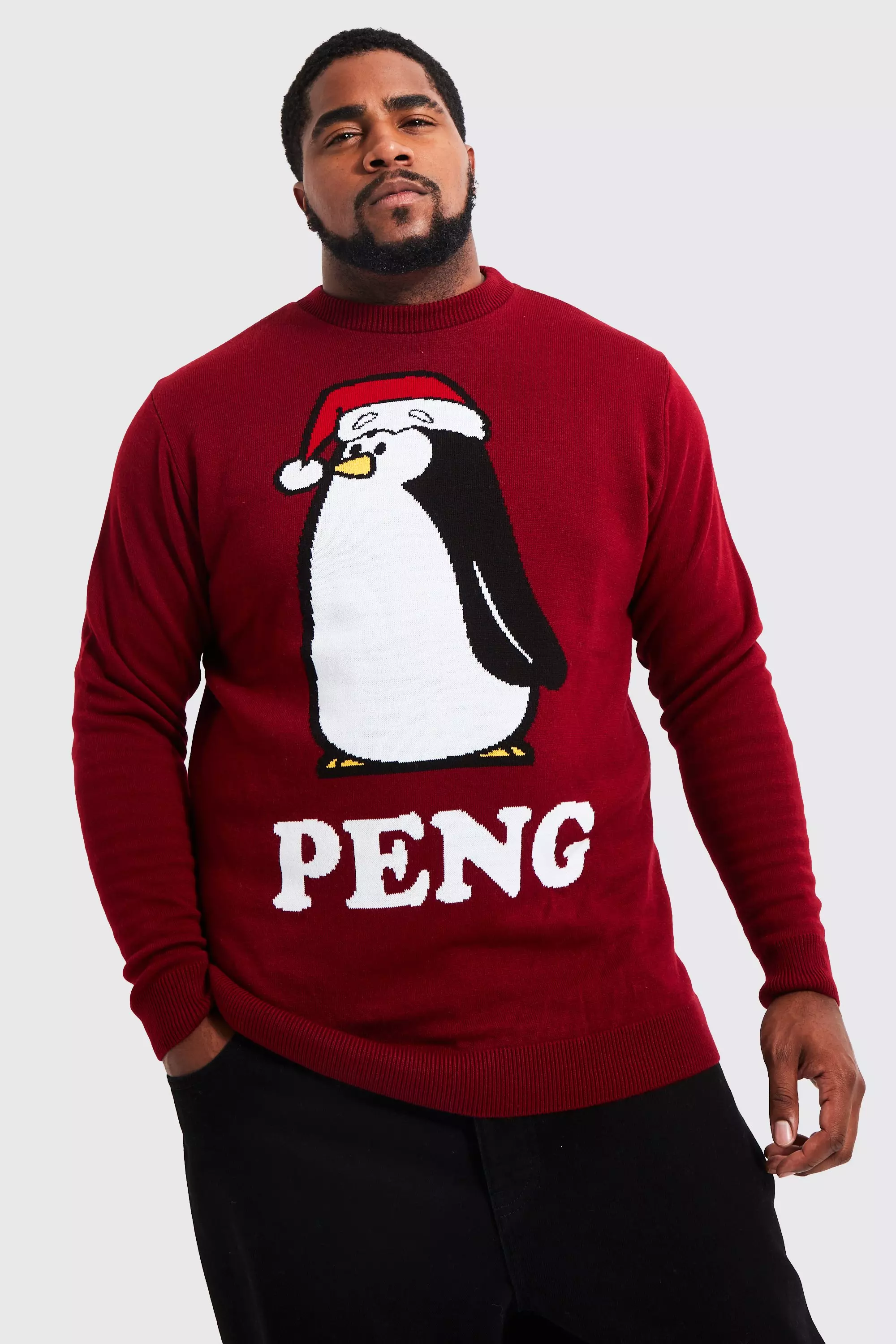 Plus Peng Novelty Christmas Sweater Wine
