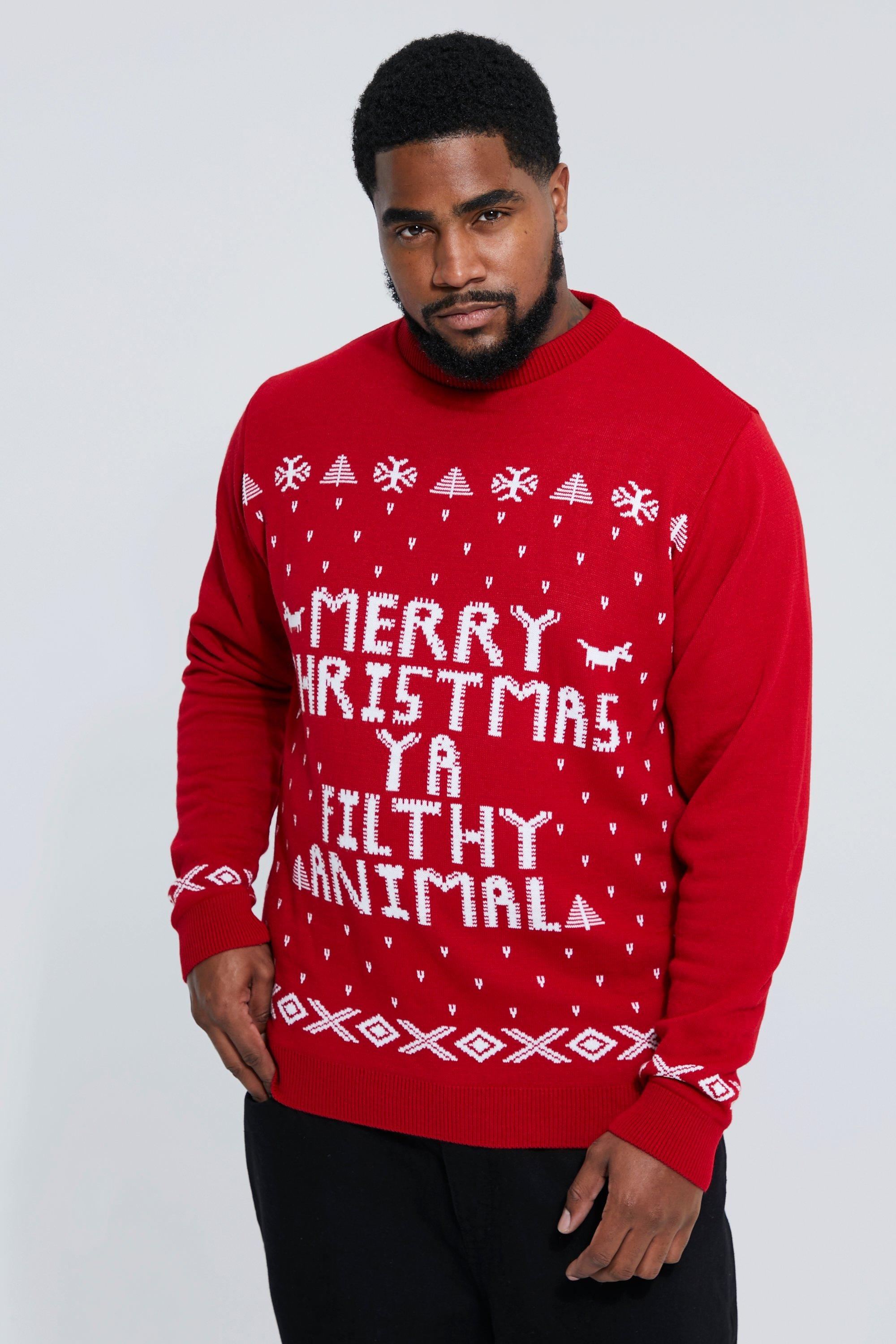 Men s Plus Size Christmas Jumpers boohooMAN UK