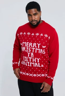 Red Plus Ya Filthy Animal Christmas Sweater