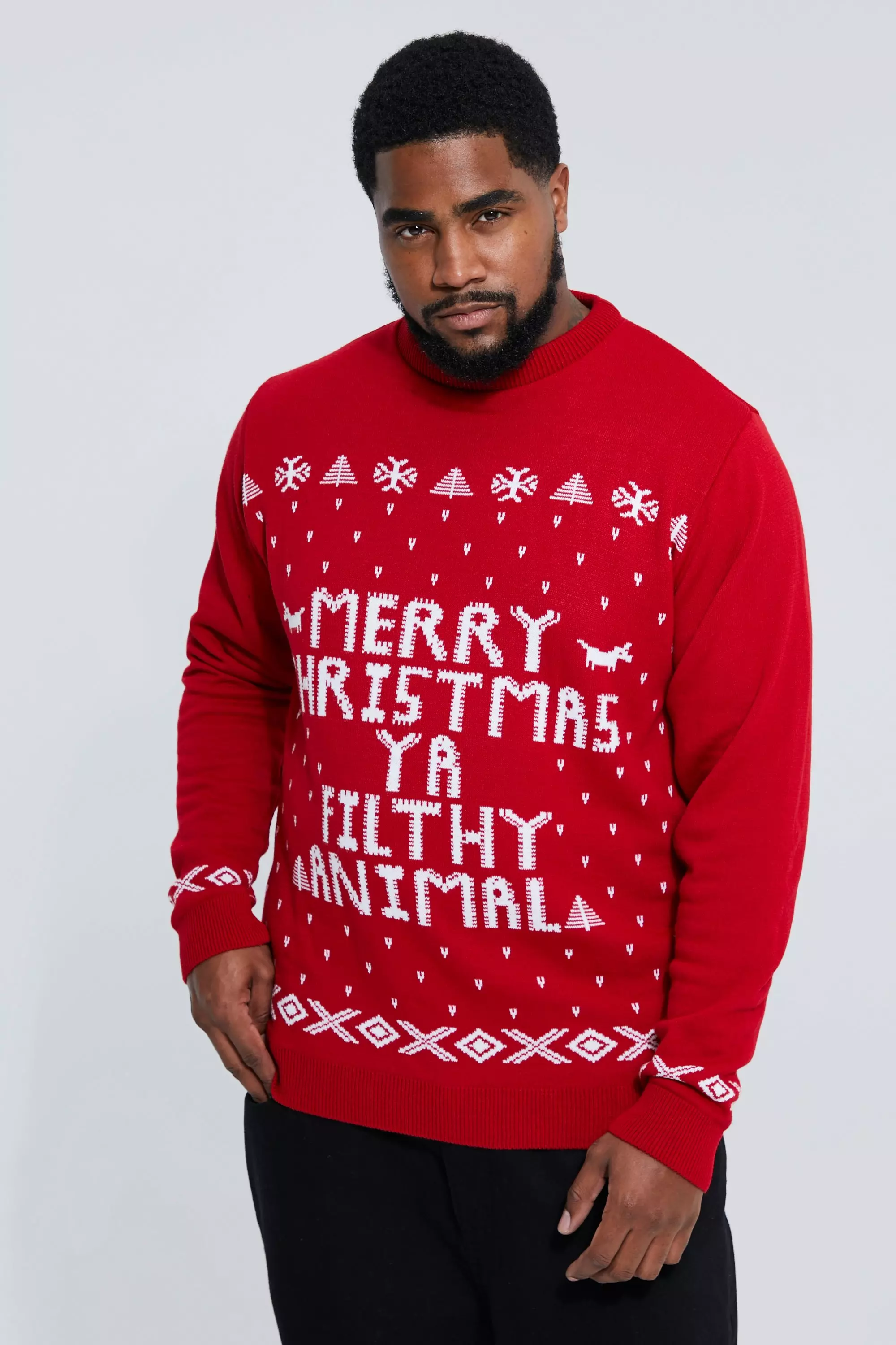 Plus Ya Filthy Animal Christmas Sweater Red