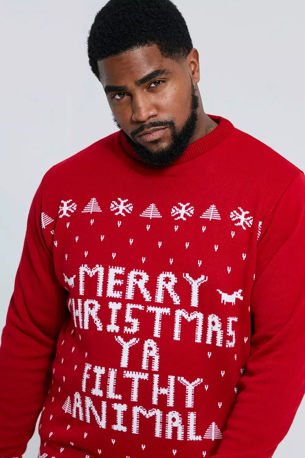 Plus Ya Filthy Animal Christmas Sweater boohooMAN USA