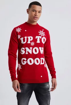 Red Tall Up To Snow Good Christmas Sweater