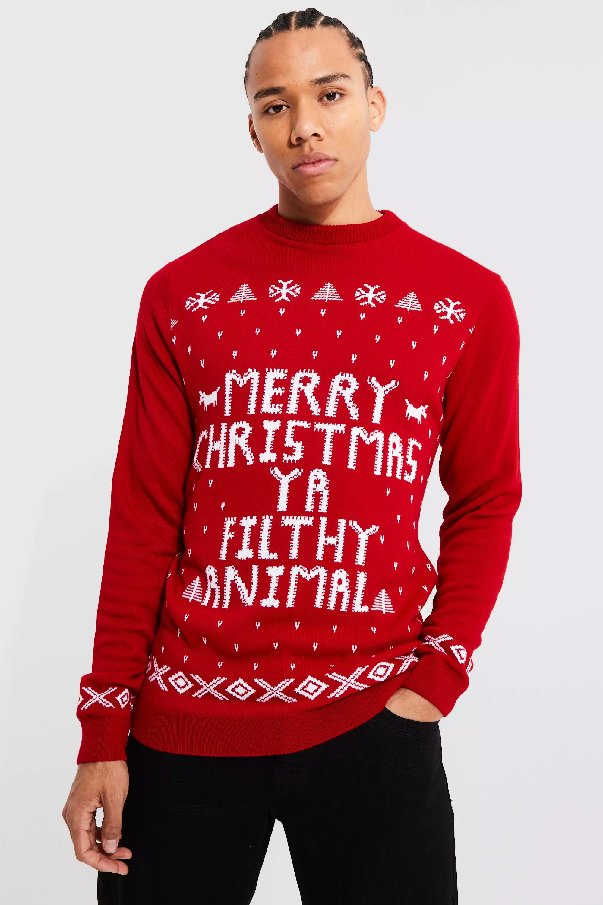 Tall - Pull de Noël à slogan, Red autre image