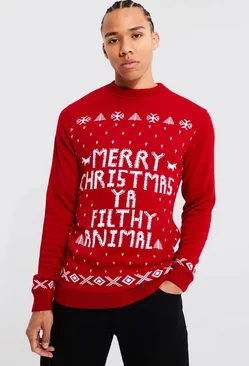 Red Tall Ya Filthy Animal Christmas Sweater