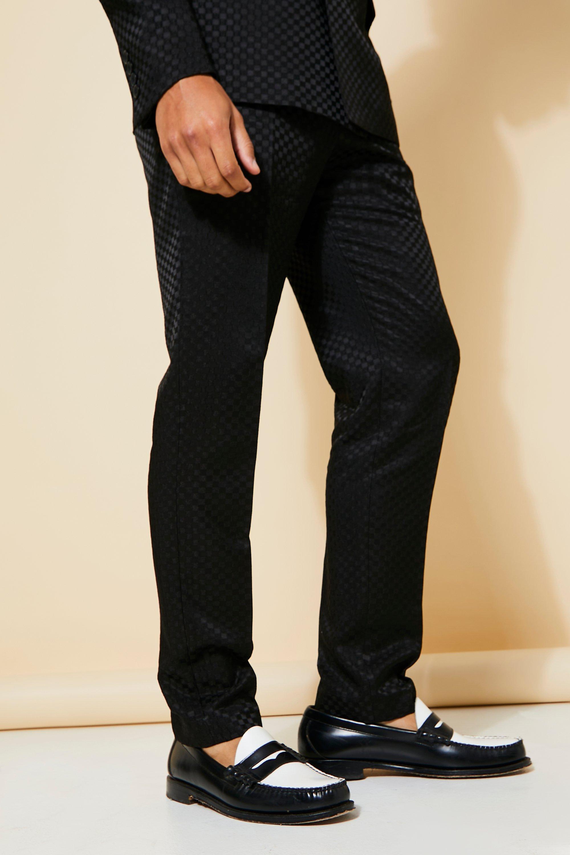 Teal Jacquard Slim Fit Pantalons