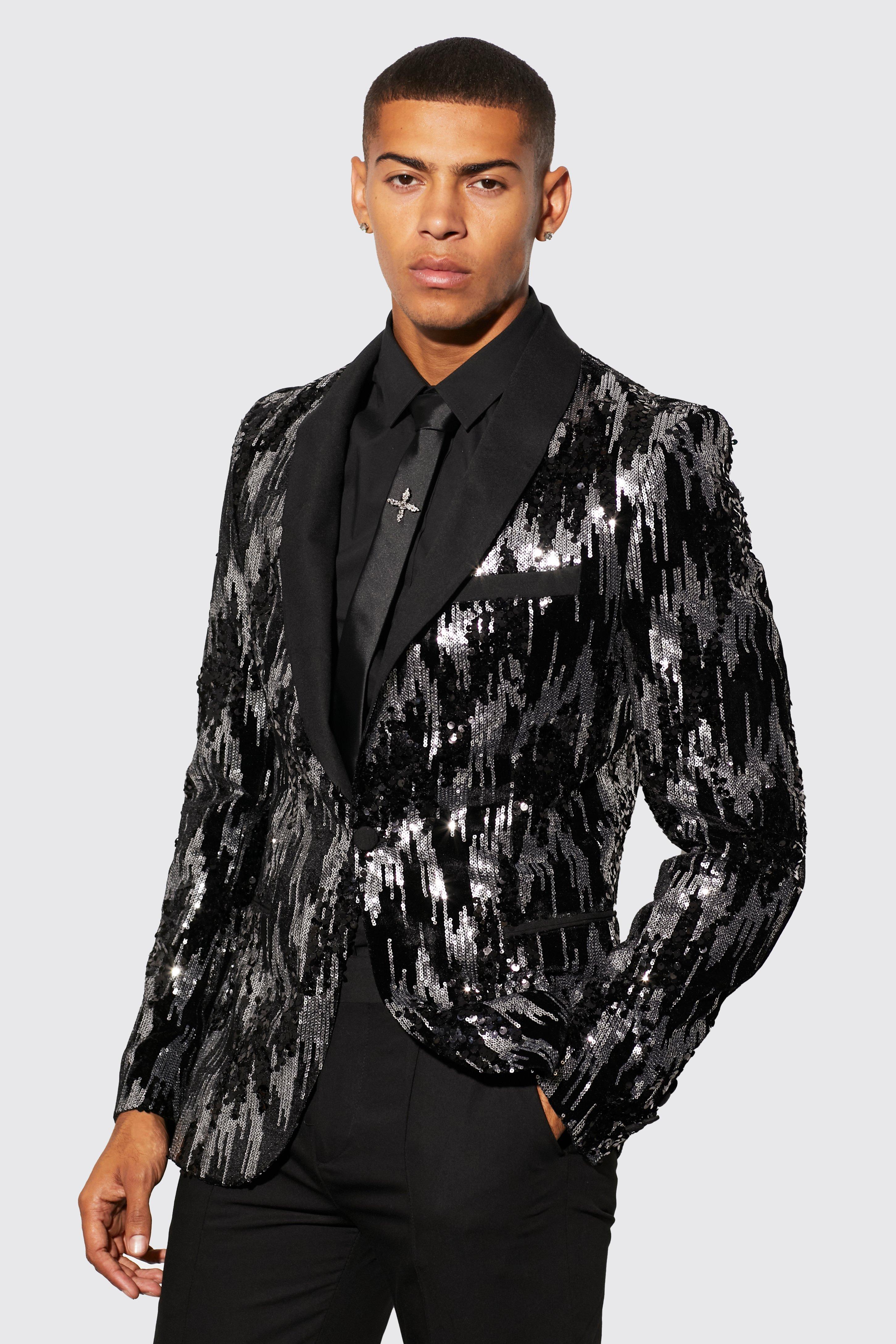 Louis Vuitton Men's Contrast Lapel Blazer Sequins with Polyester Blend