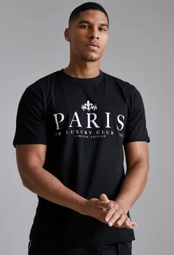 Tall Paris City Print T-shirt Black