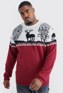 Plus Fairisle Knitted Christmas Sweater Wine