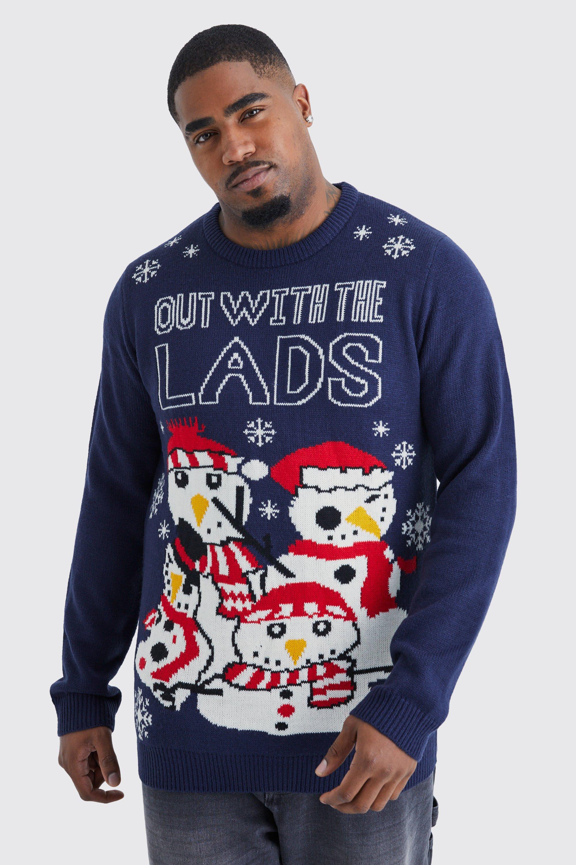 Men s Plus Size Christmas Jumpers boohooMAN UK