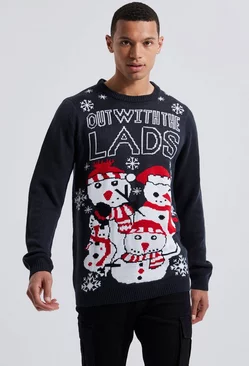 Navy Tall Lads Night Out Christmas Sweater