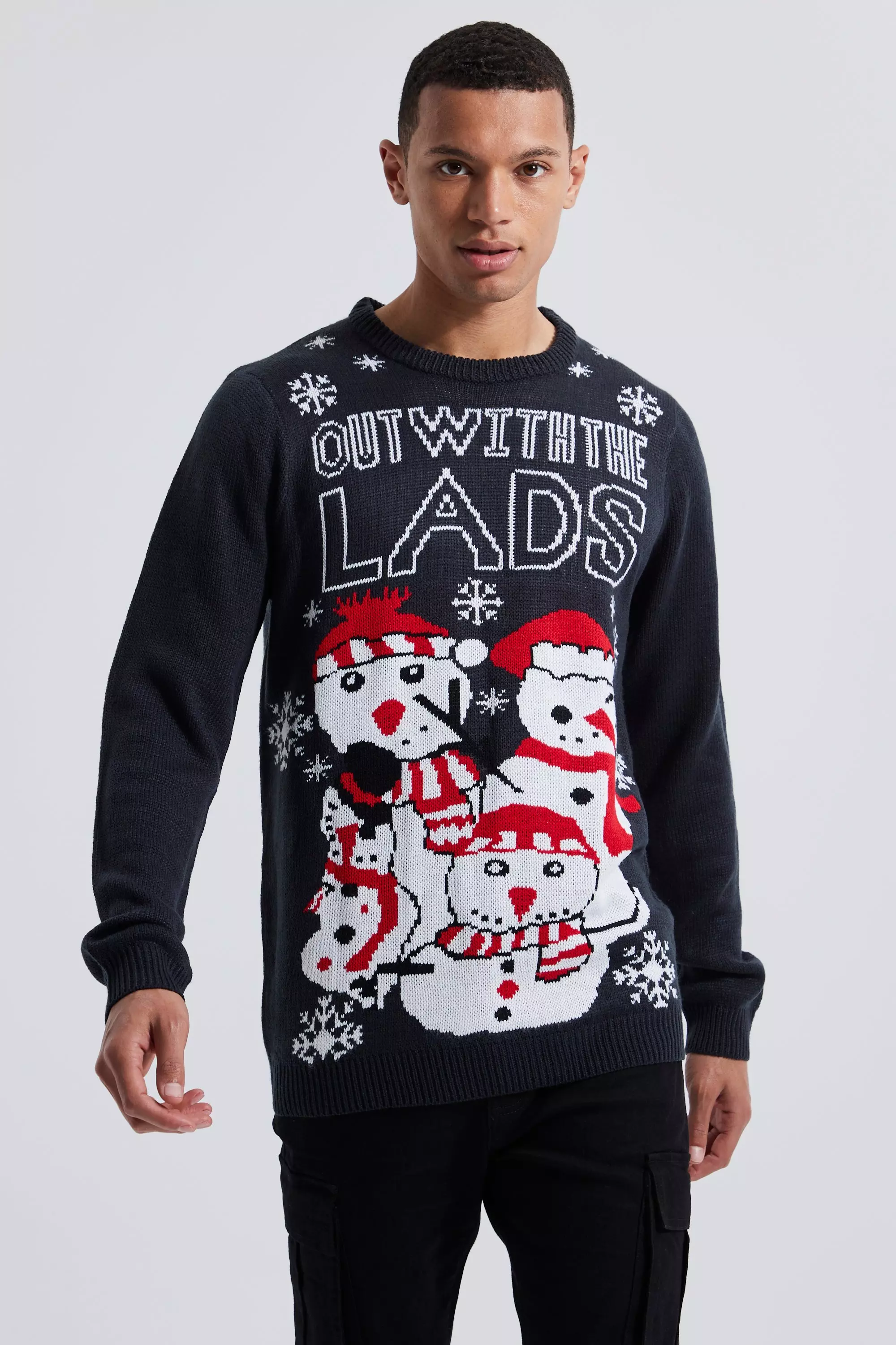 Navy Tall Lads Night Out Christmas Sweater