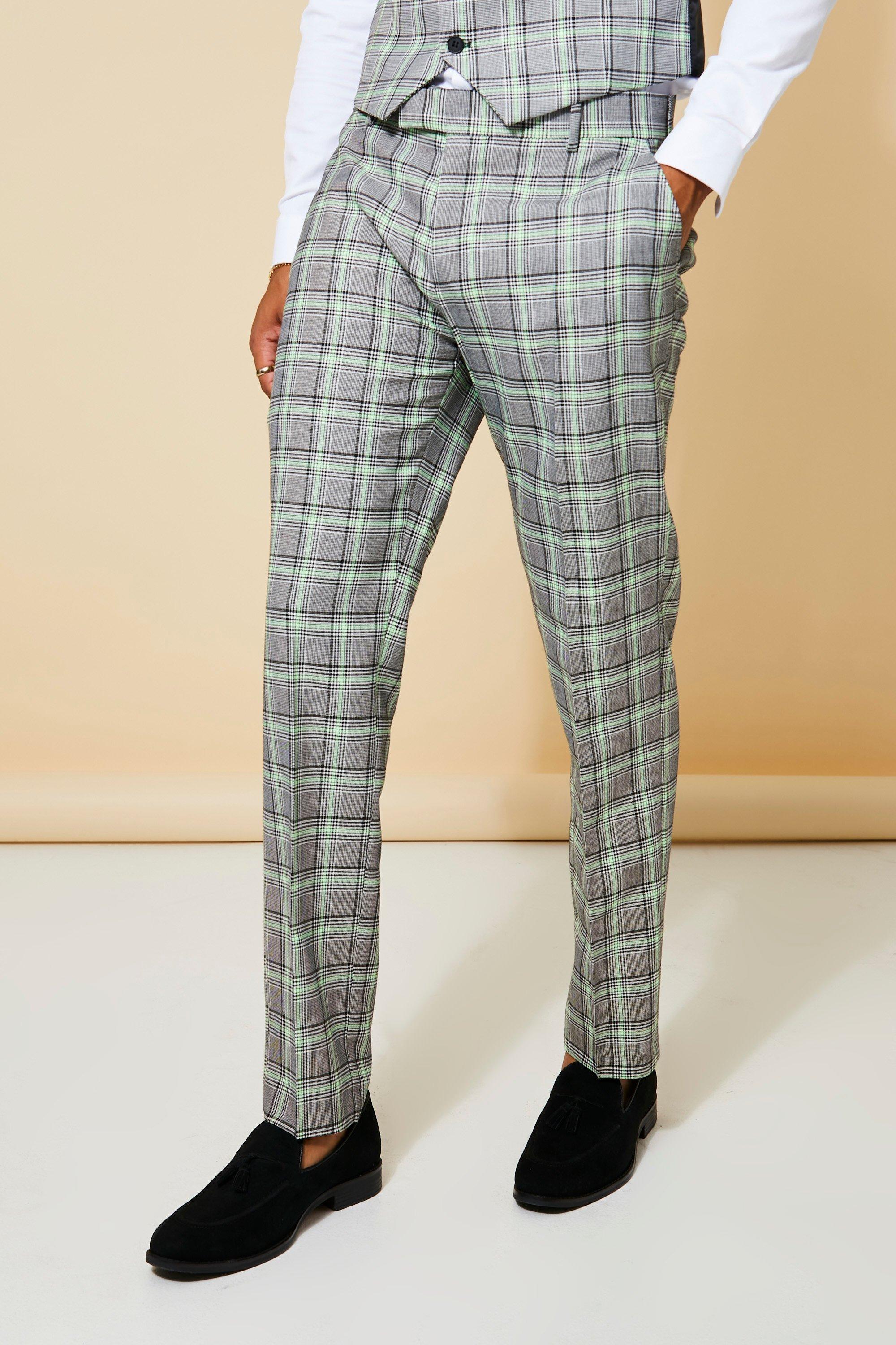 BLACK SLIM-FIT GENTLEMEN PLAID PANTS – WearManStyle