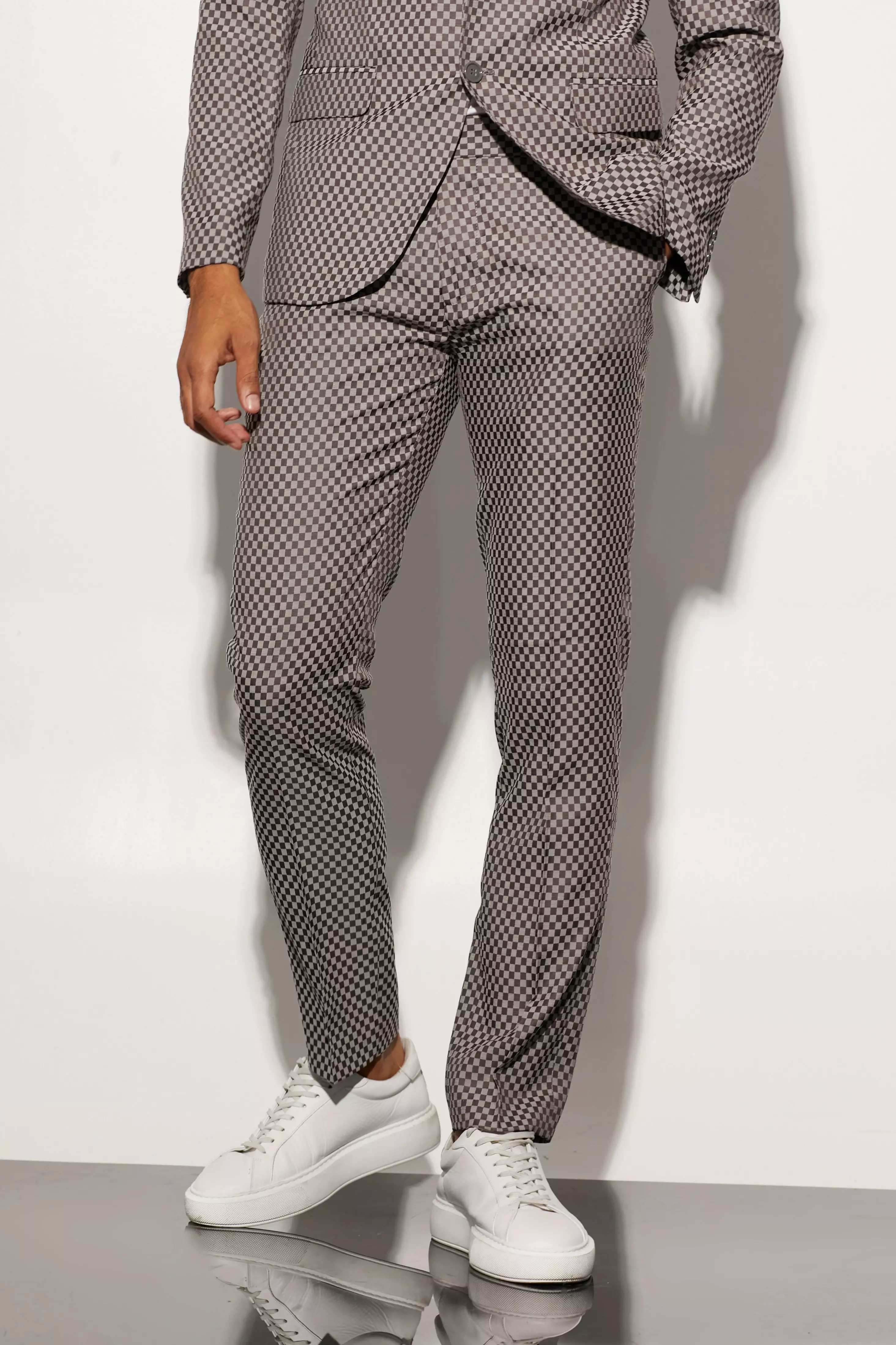 Pantalon de costume slim à carreaux, Grey autre image