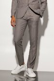 Grey Slim Checkerboard Suit Pants