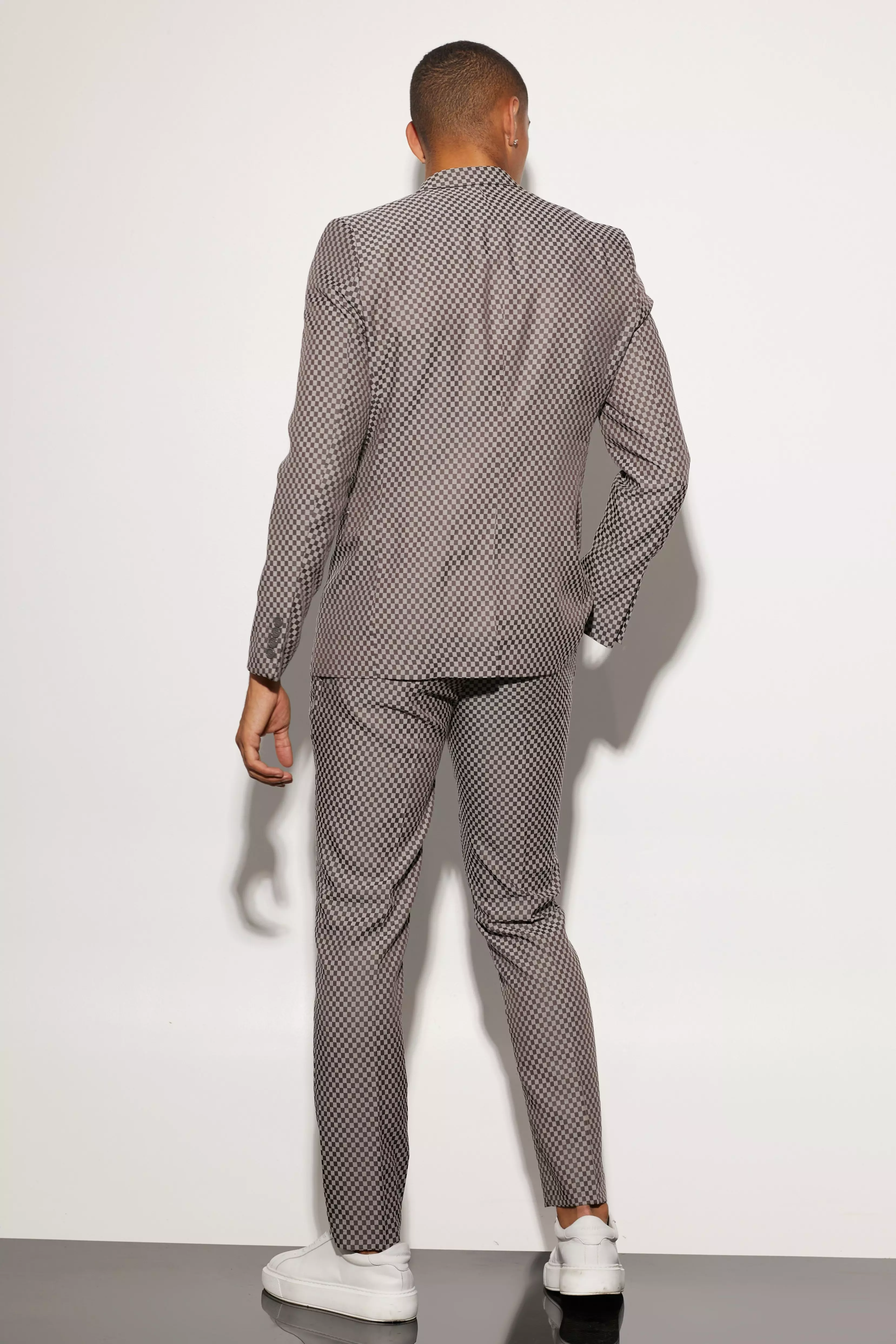 Pantalon de costume slim à carreaux, Grey autre image