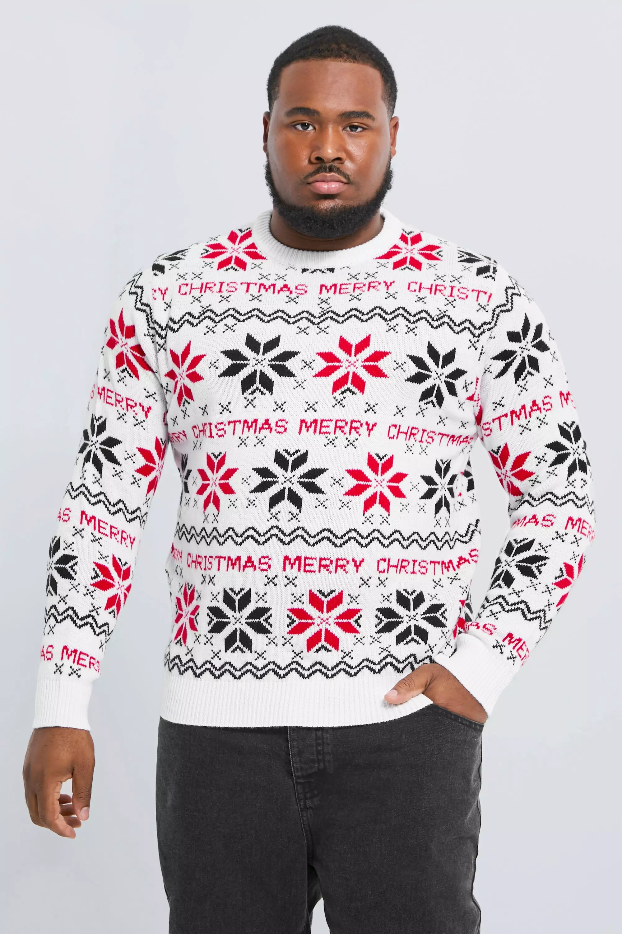 White Plus Merry Christmas Fair isle Jumper alternative image