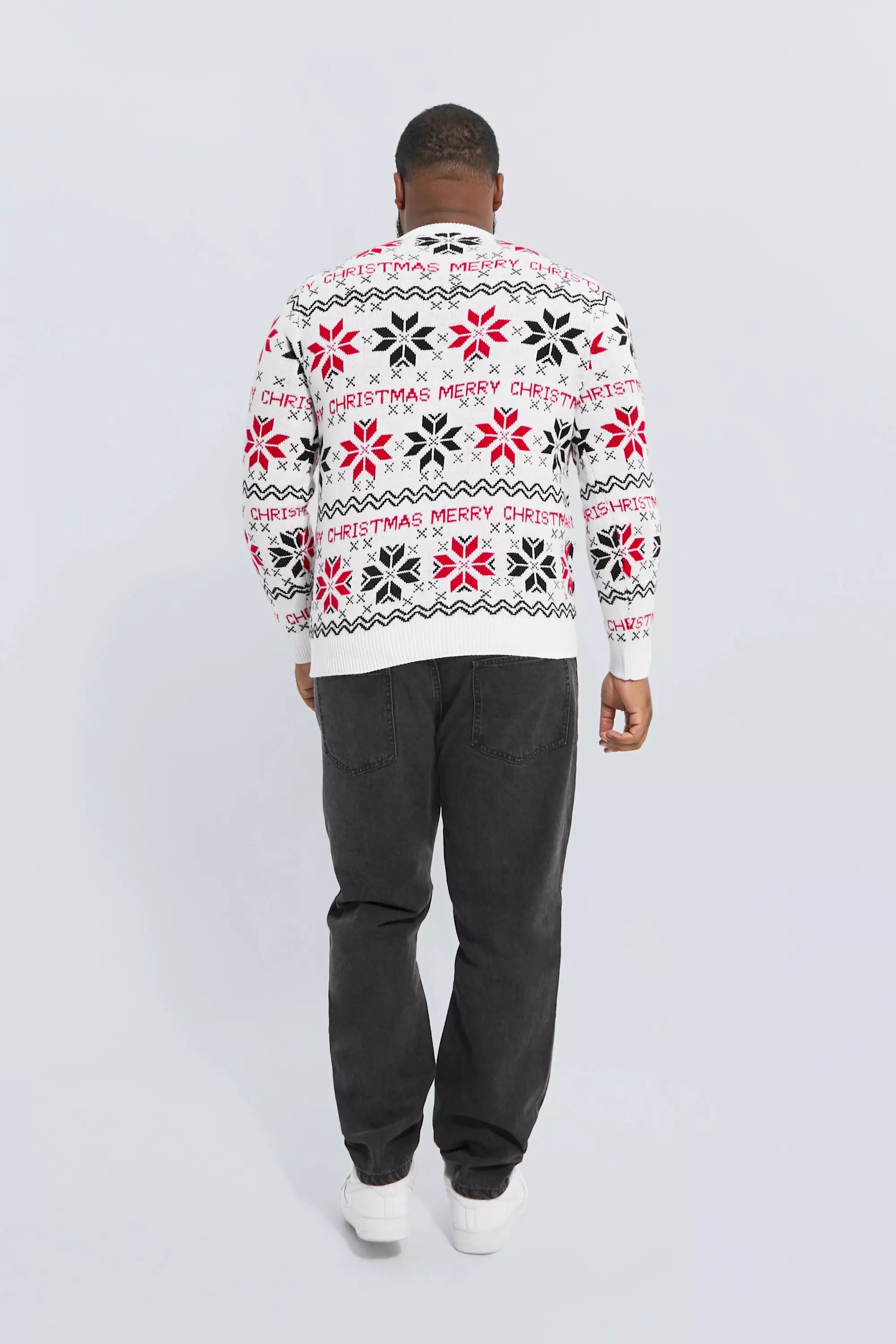 White Plus Merry Christmas Fair isle Jumper alternative image