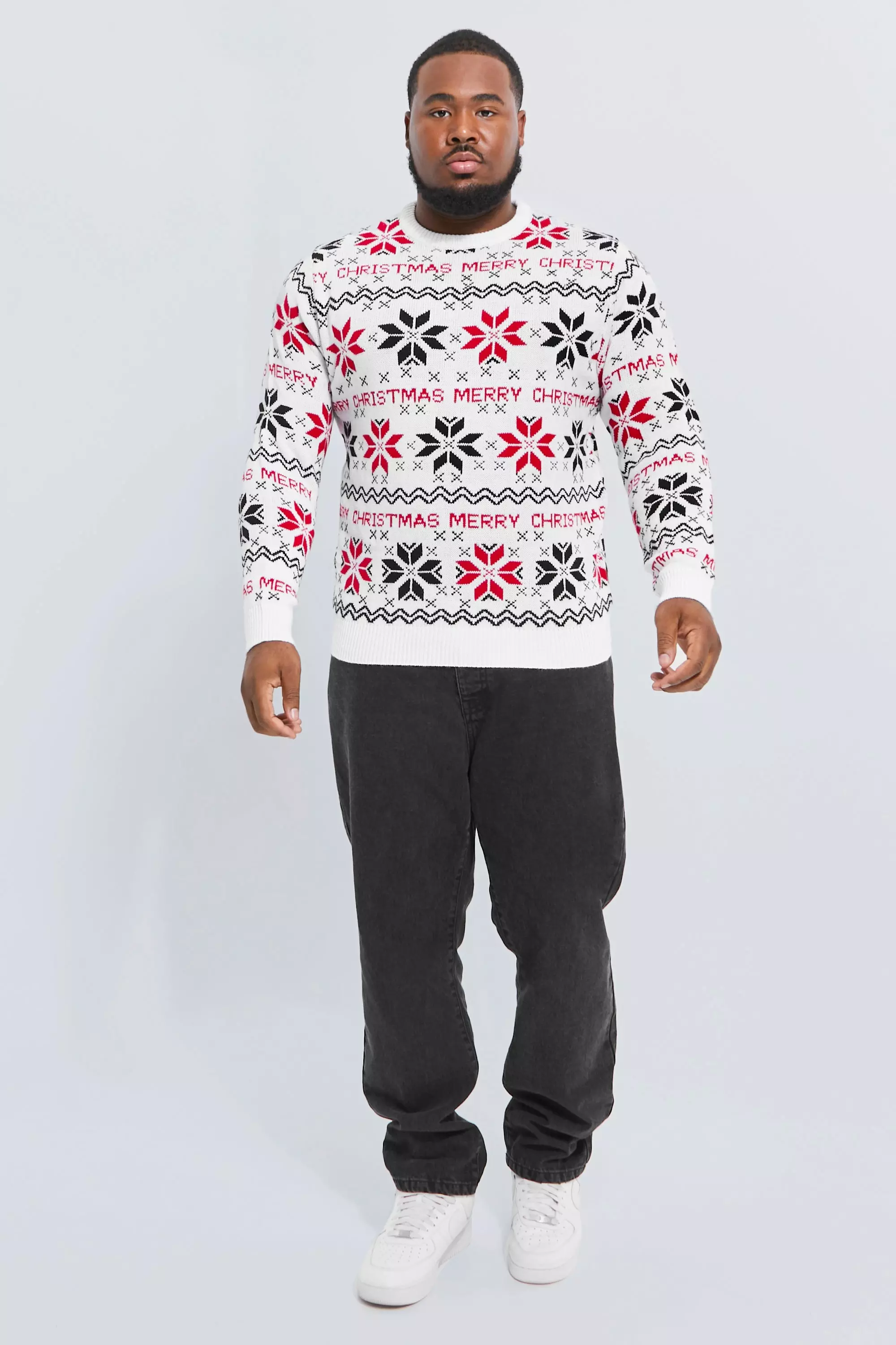 White Plus Merry Christmas Fair isle Jumper alternative image