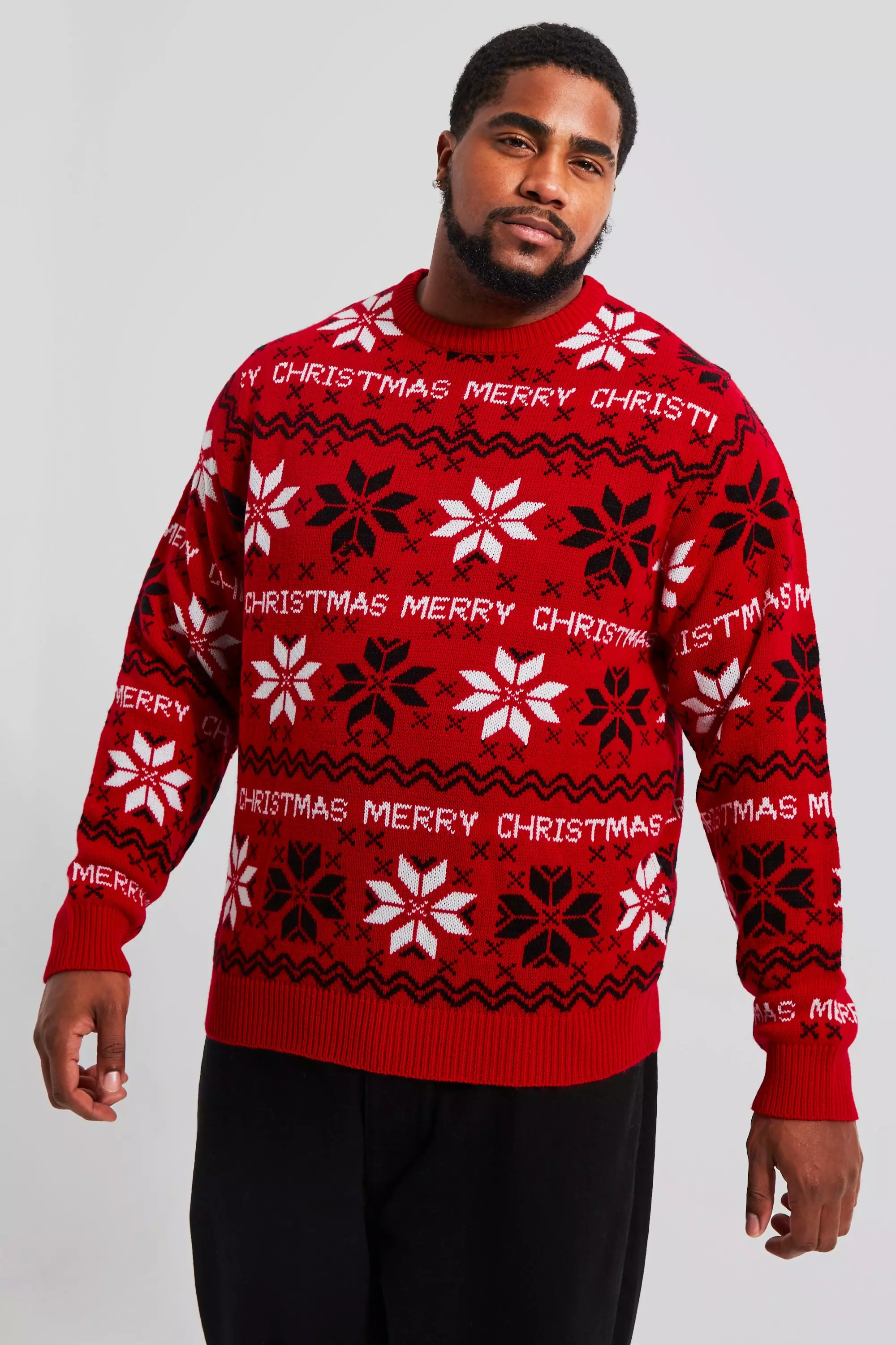 Red Plus Merry Christmas Fair isle Sweater