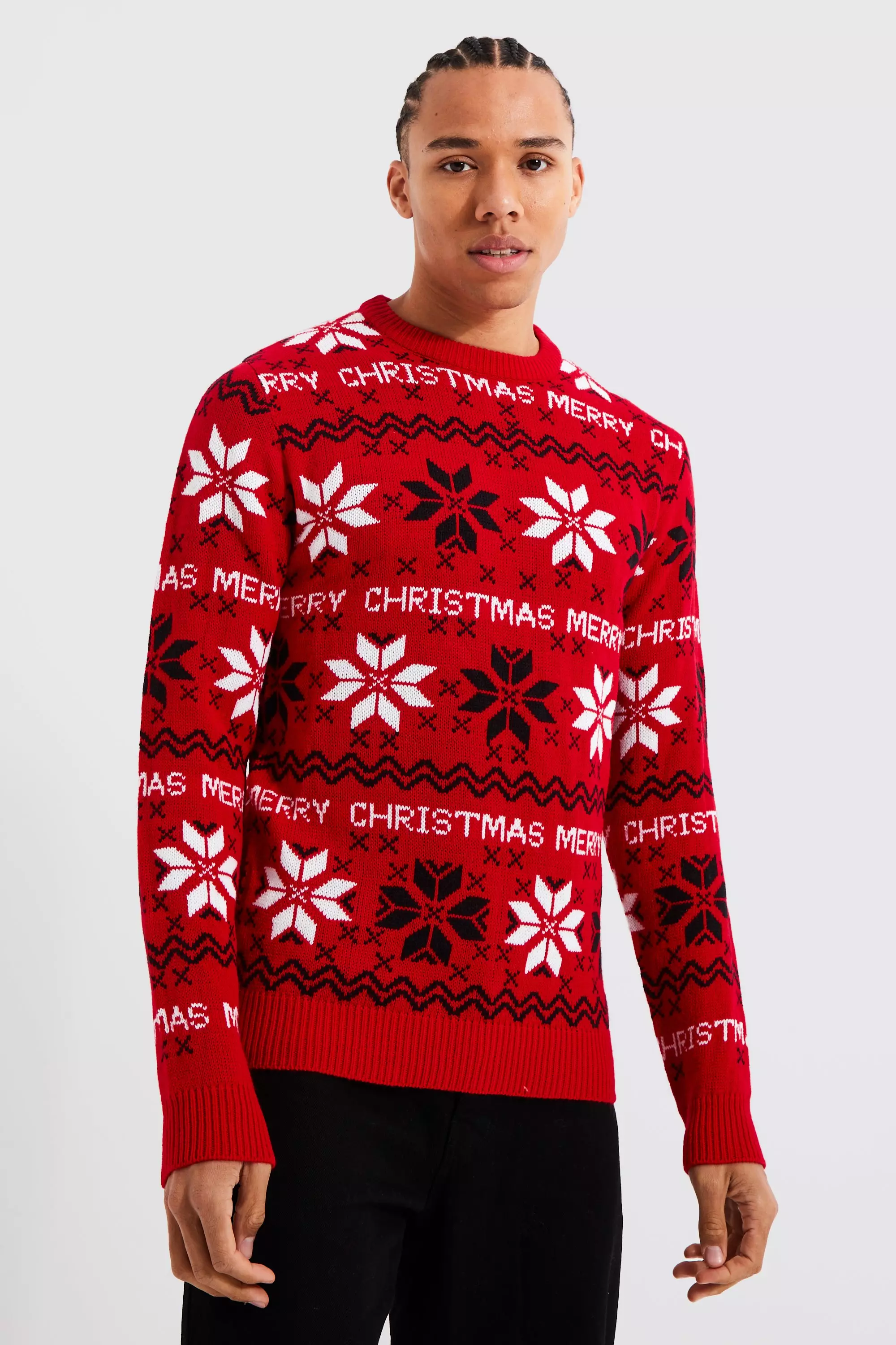Tall Merry Christmas Fairisle Sweater Red