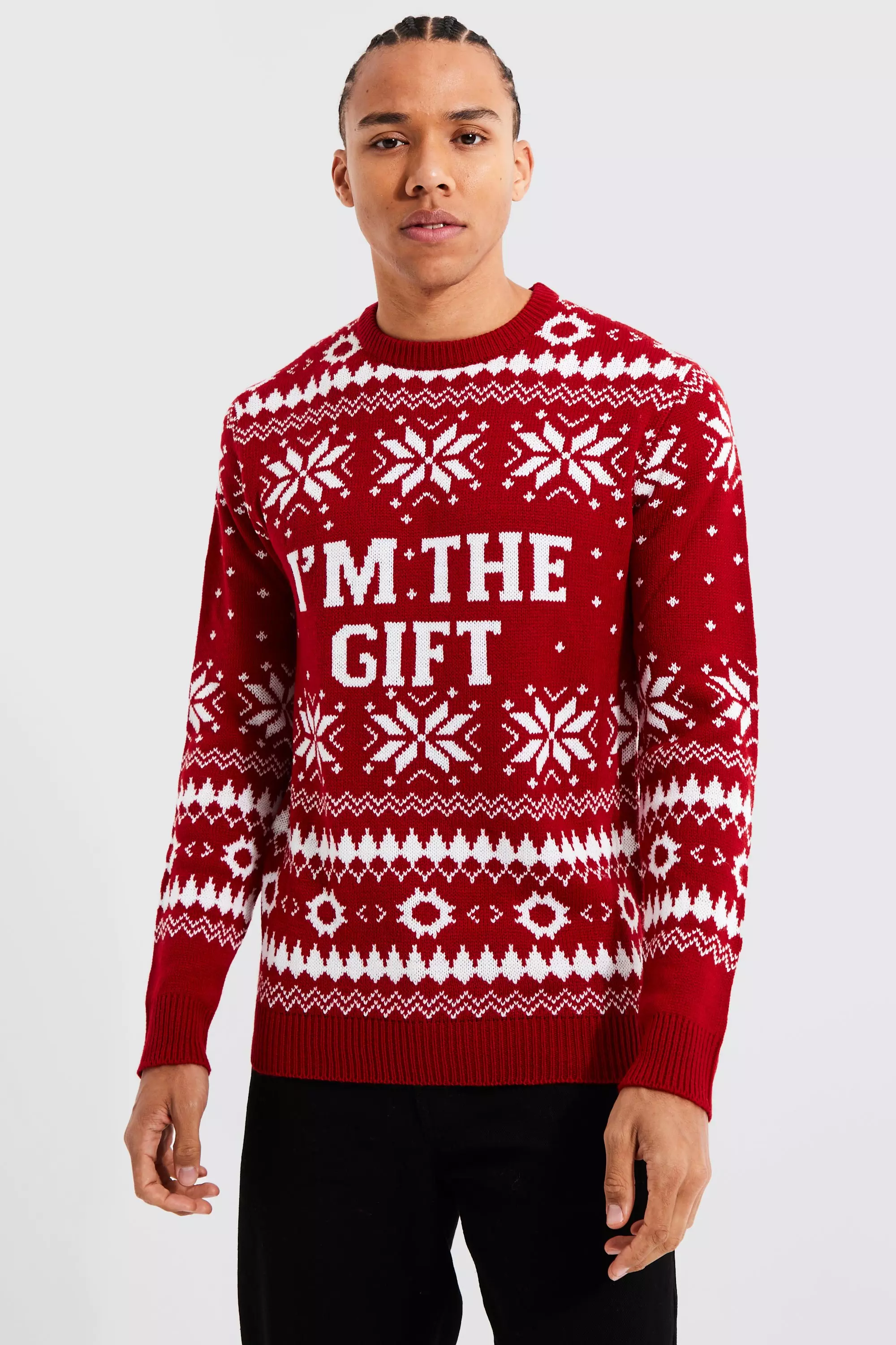 Red Tall I'm The Gift Christmas Sweater