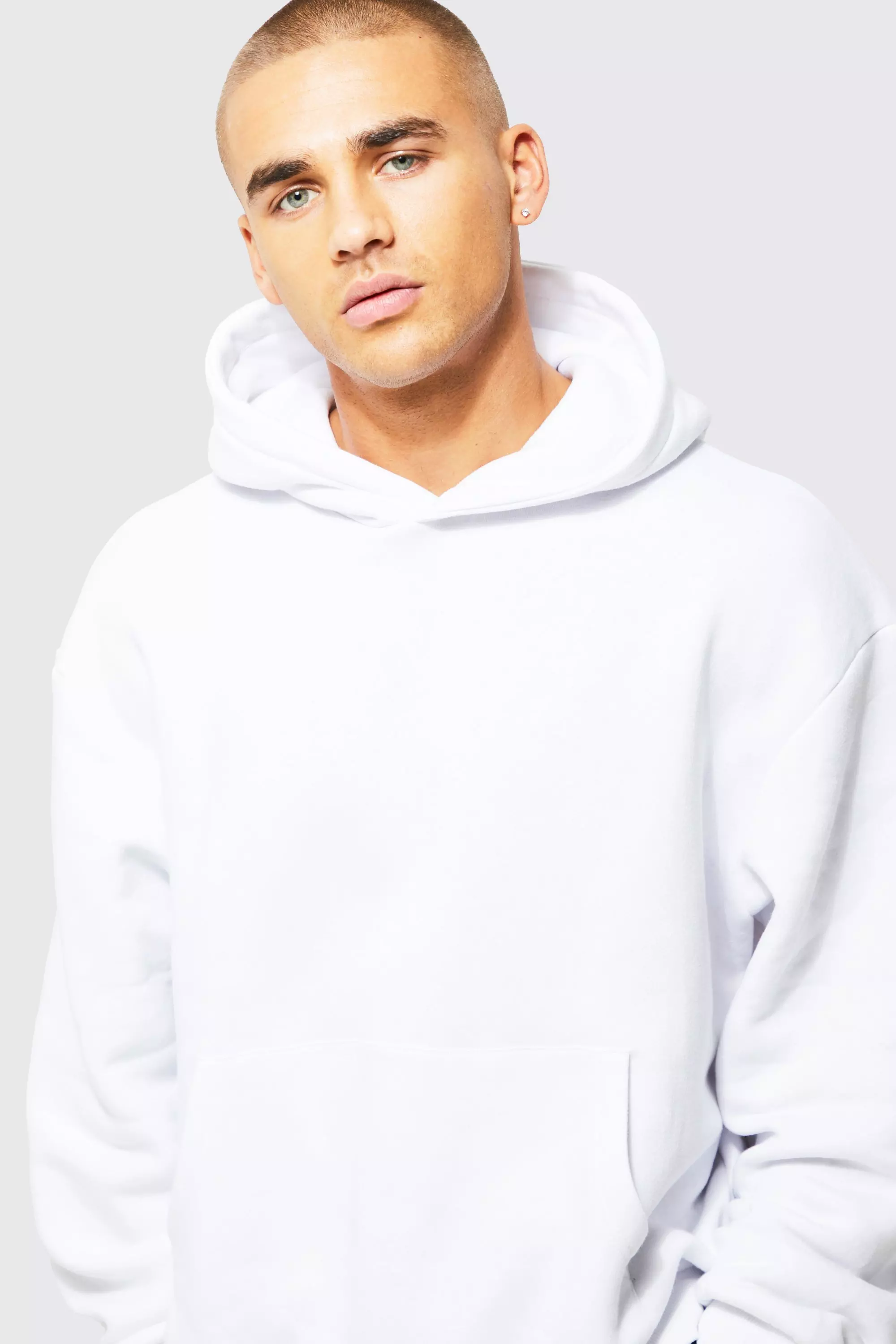 Boohoo man white hoodie hotsell