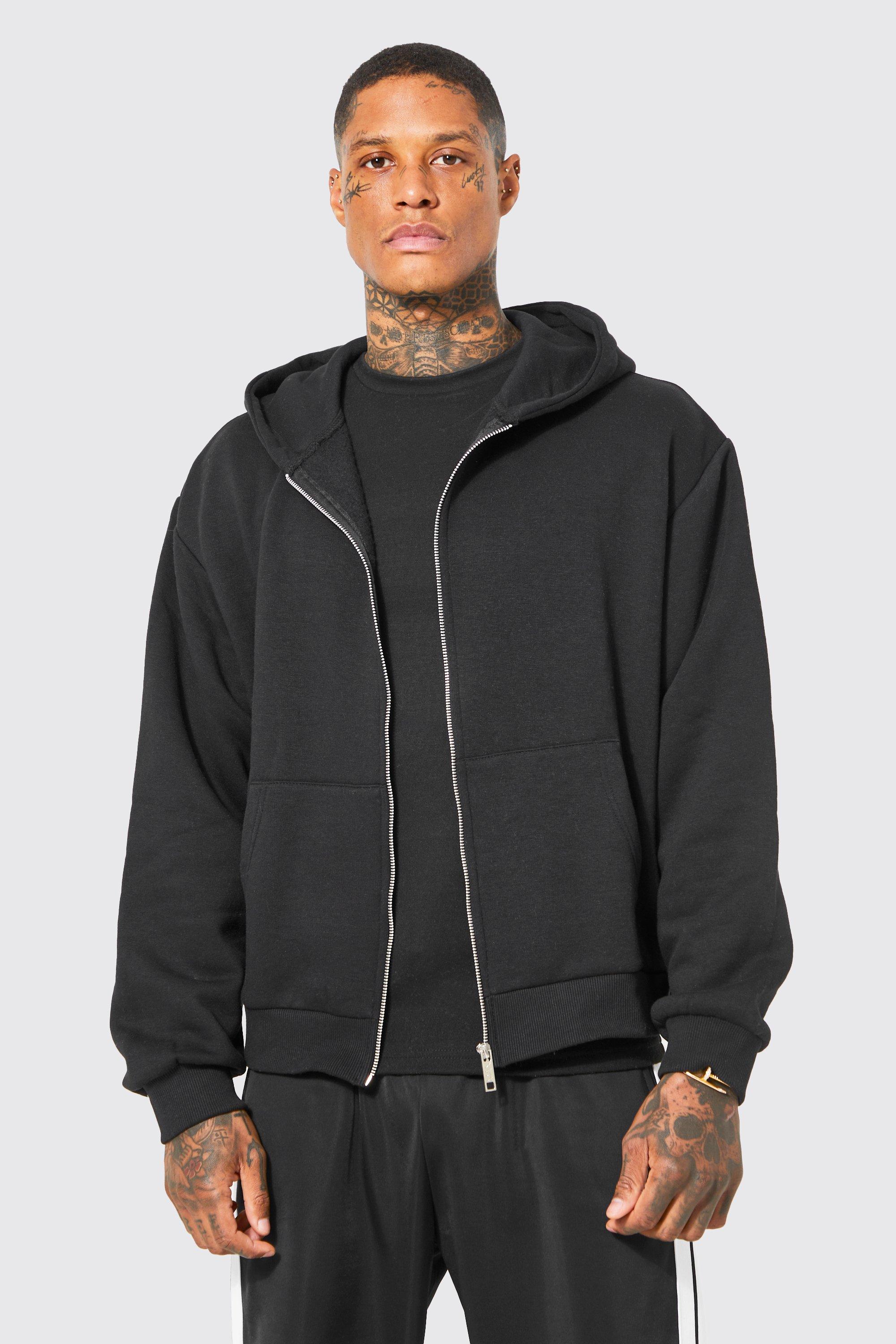 boohoo Mens Zip Through Hoodie - Black Xs