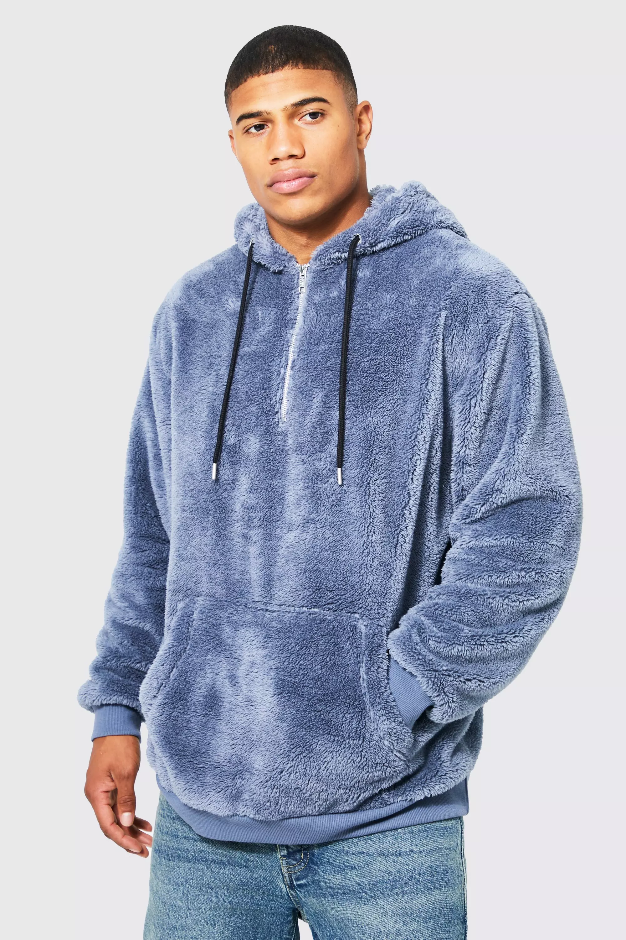 Half zip borg hoodie hotsell