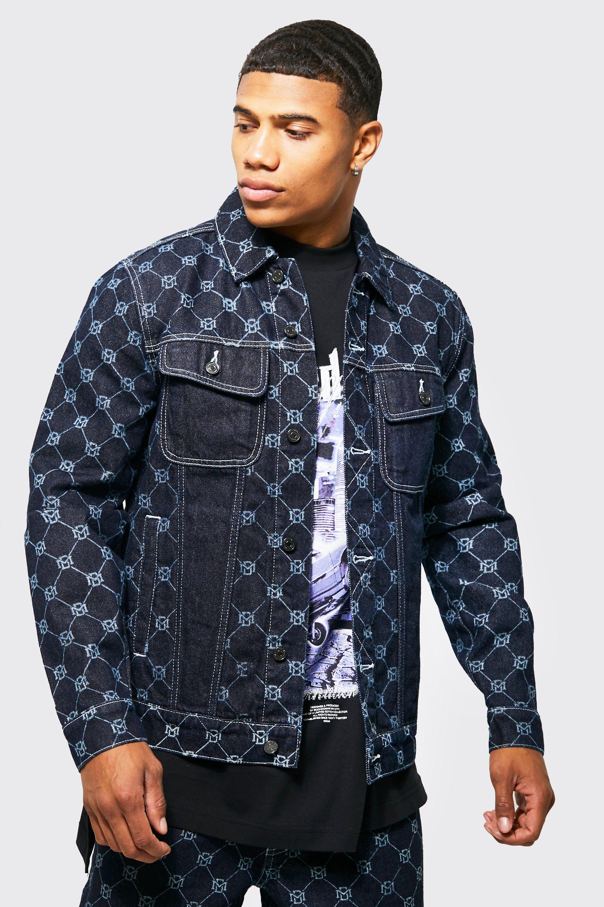 Louis Vuitton Monogram Printed Denim Jacket Indigo. Size 50