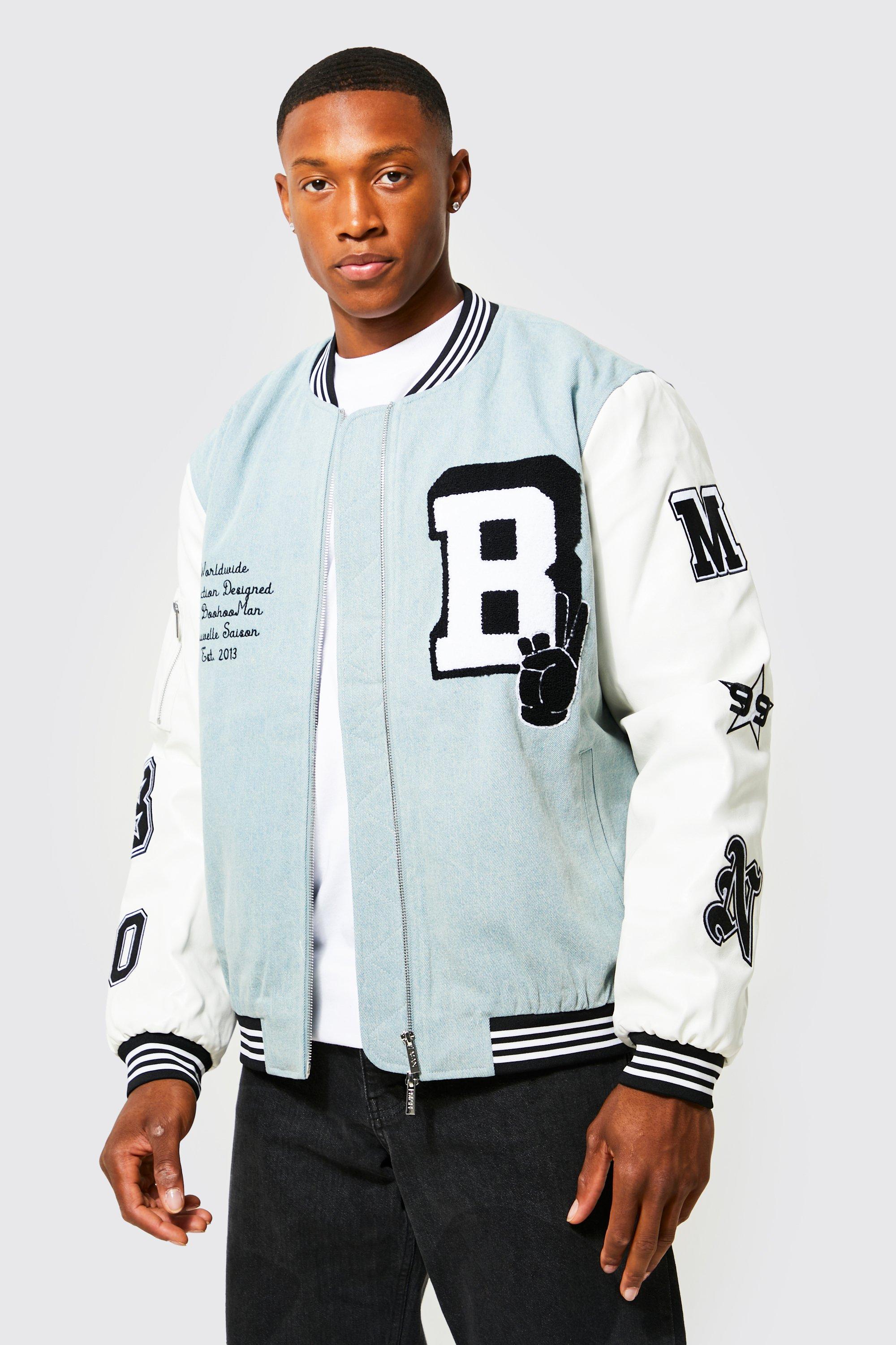 Oversized Denim Varsity Jacket